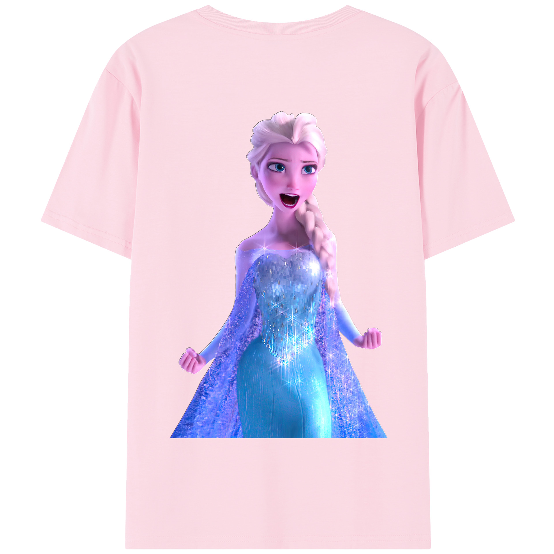 （画像用） アナと雪の女王 アンナ エルサ Frozen Anna Elsa 綿100％半袖Tシャツ（背面プリント）