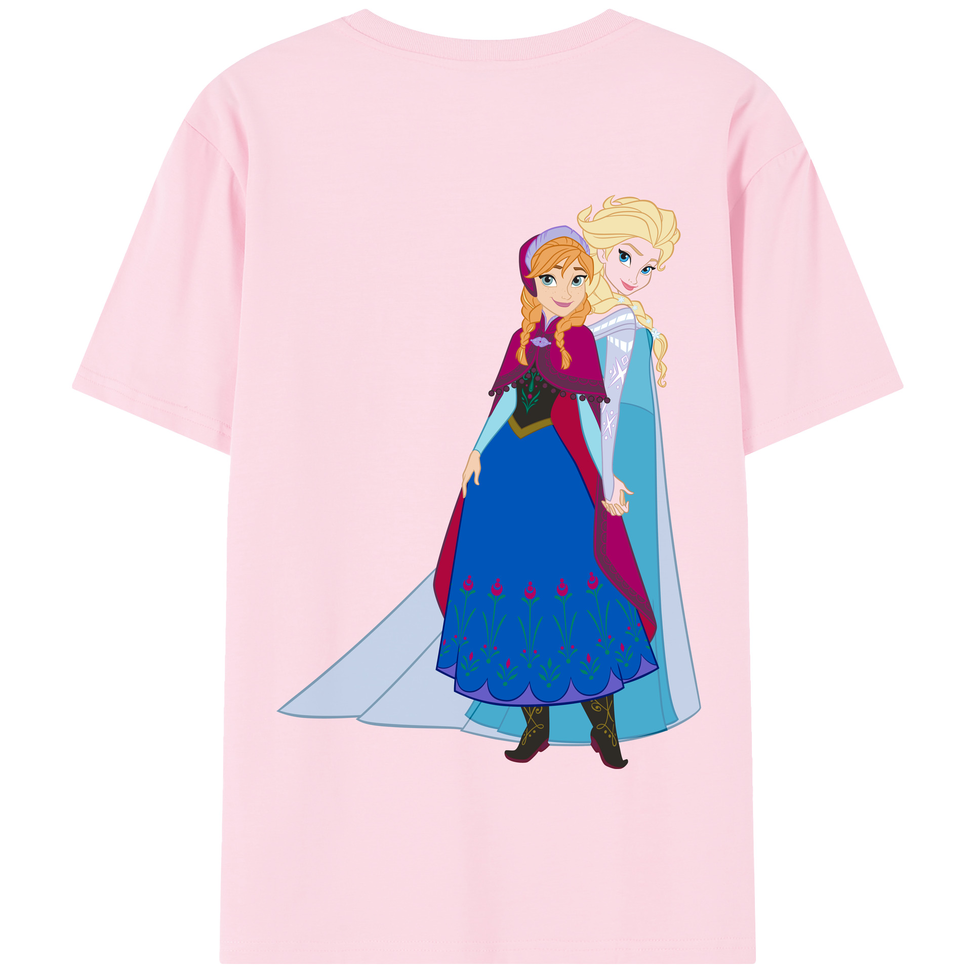 （画像用） アナと雪の女王 アンナ エルサ Frozen Anna Elsa 綿100％半袖Tシャツ（背面プリント）