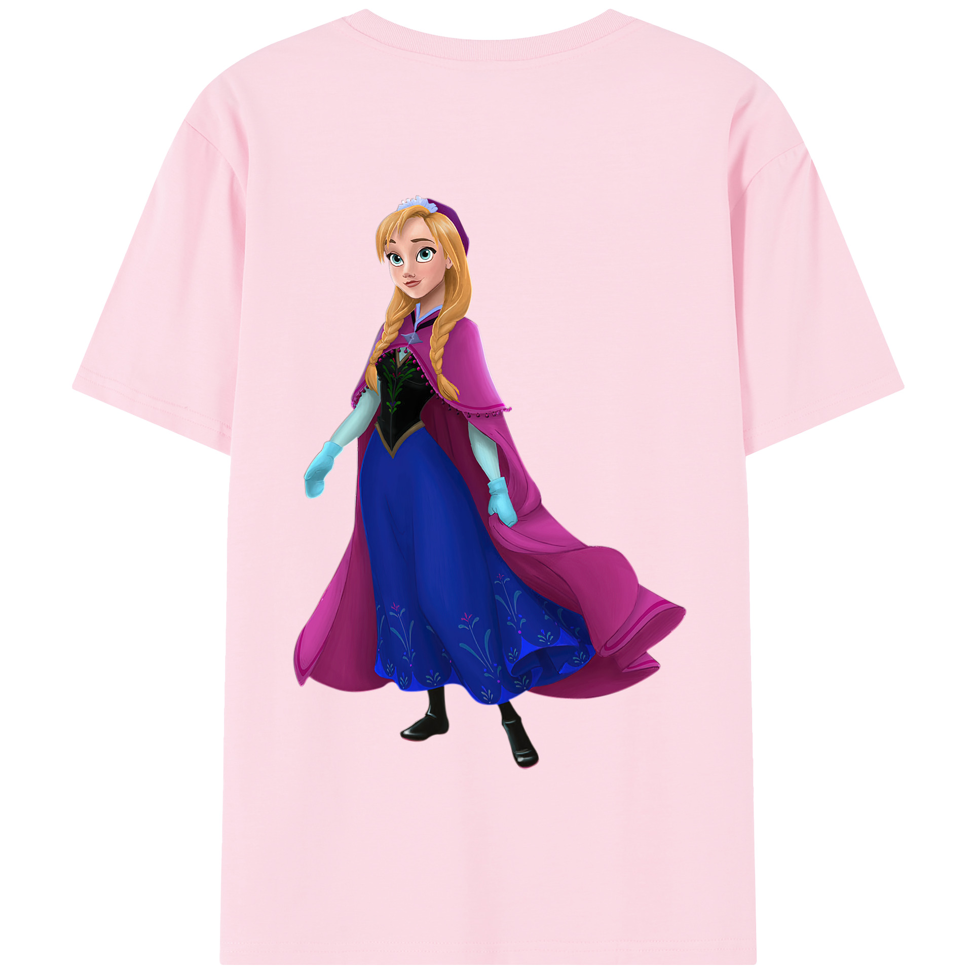 （画像用） アナと雪の女王 アンナ エルサ Frozen Anna Elsa 綿100％半袖Tシャツ（背面プリント）