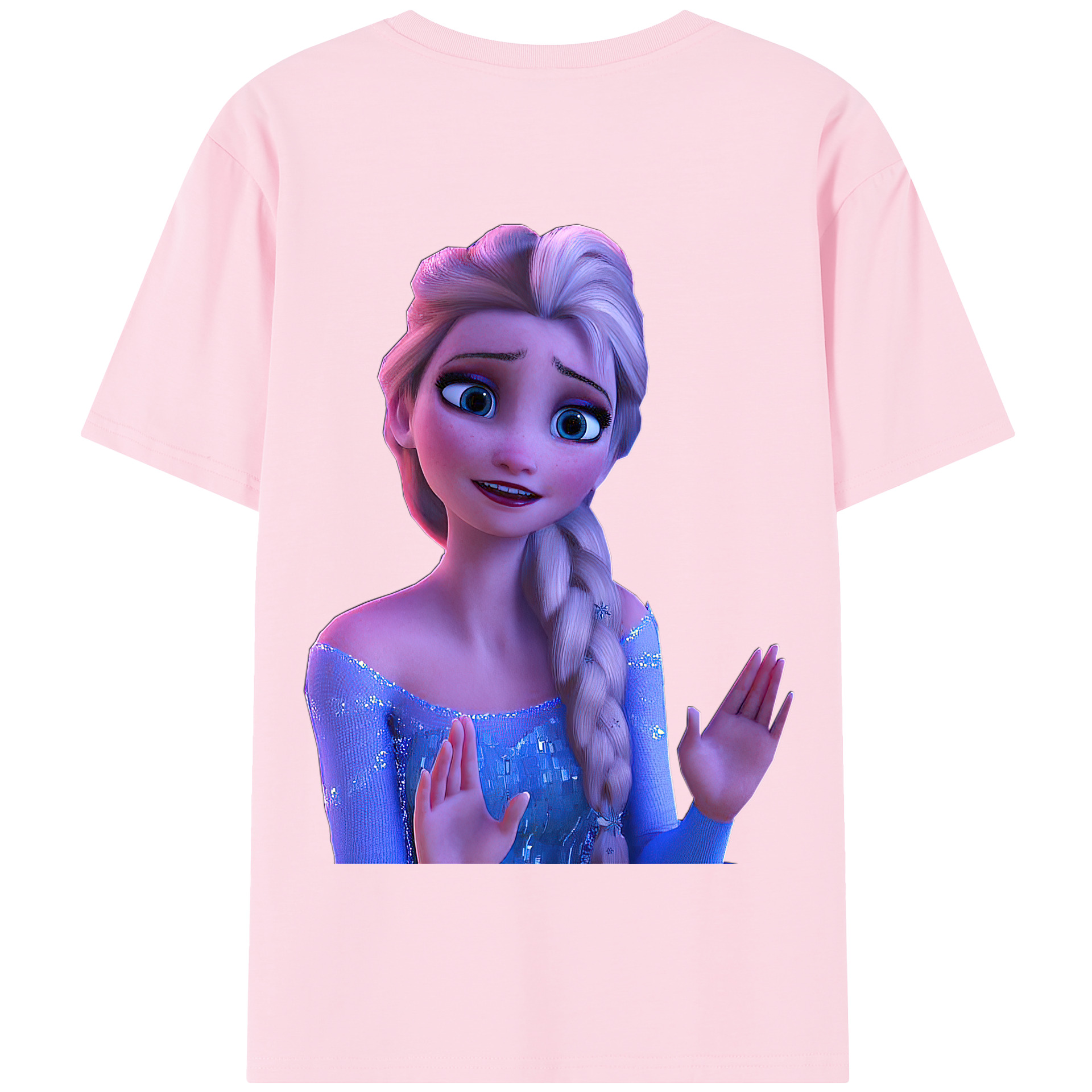 （画像用） アナと雪の女王 アンナ エルサ Frozen Anna Elsa 綿100％半袖Tシャツ（背面プリント）