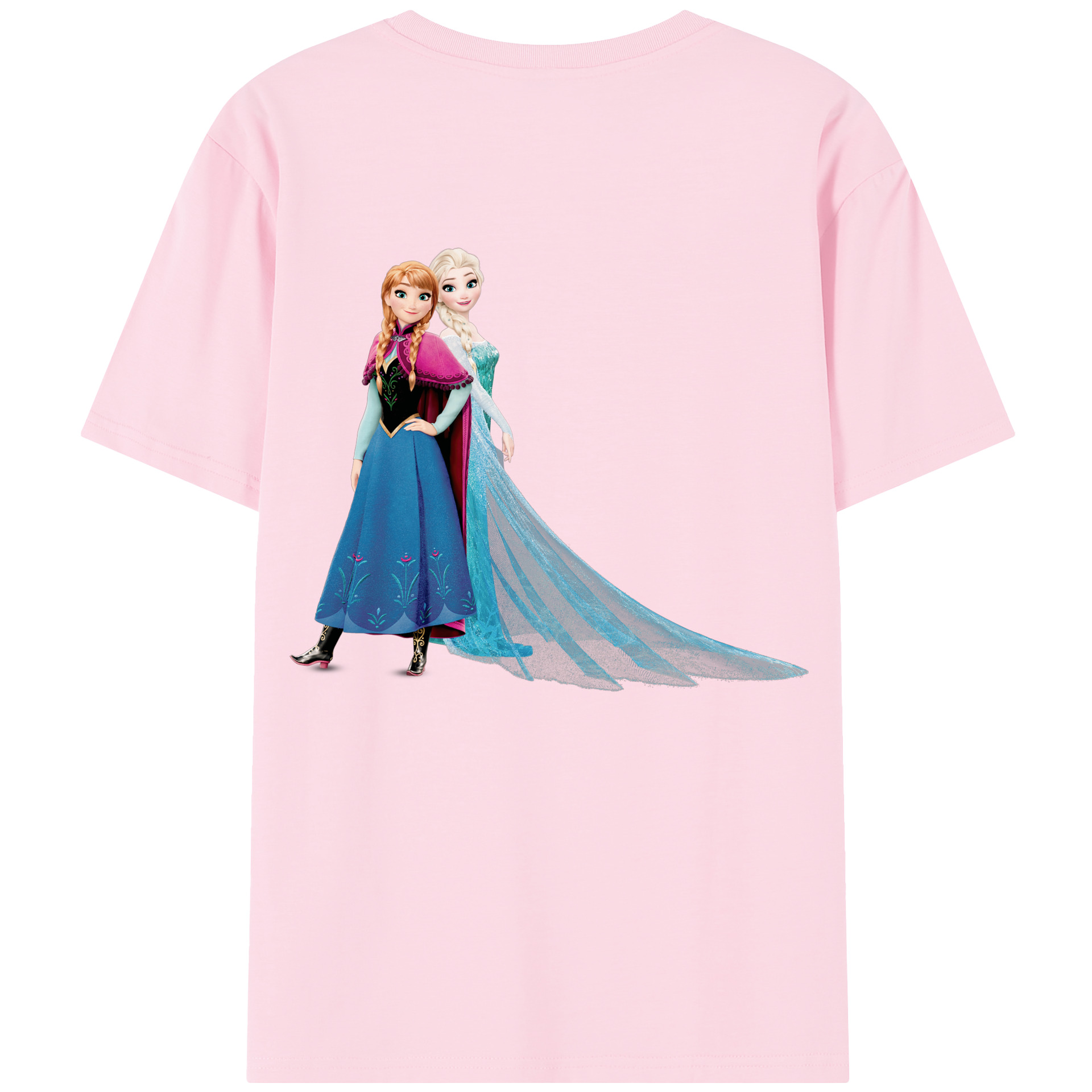 （画像用） アナと雪の女王 アンナ エルサ Frozen Anna Elsa 綿100％半袖Tシャツ（背面プリント）