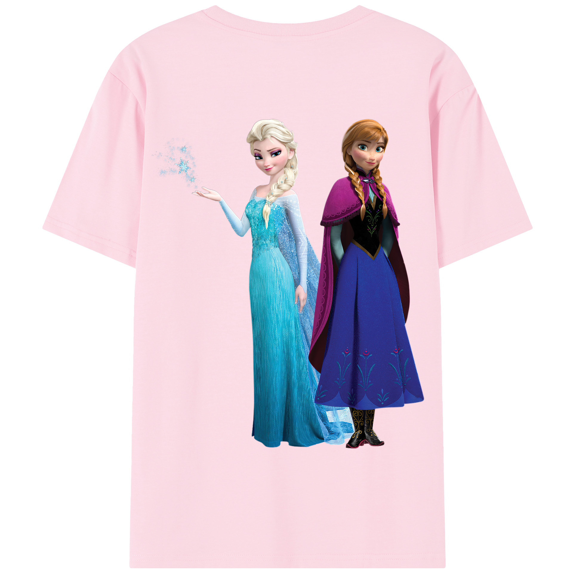 （画像用） アナと雪の女王 アンナ エルサ Frozen Anna Elsa 綿100％半袖Tシャツ（背面プリント）