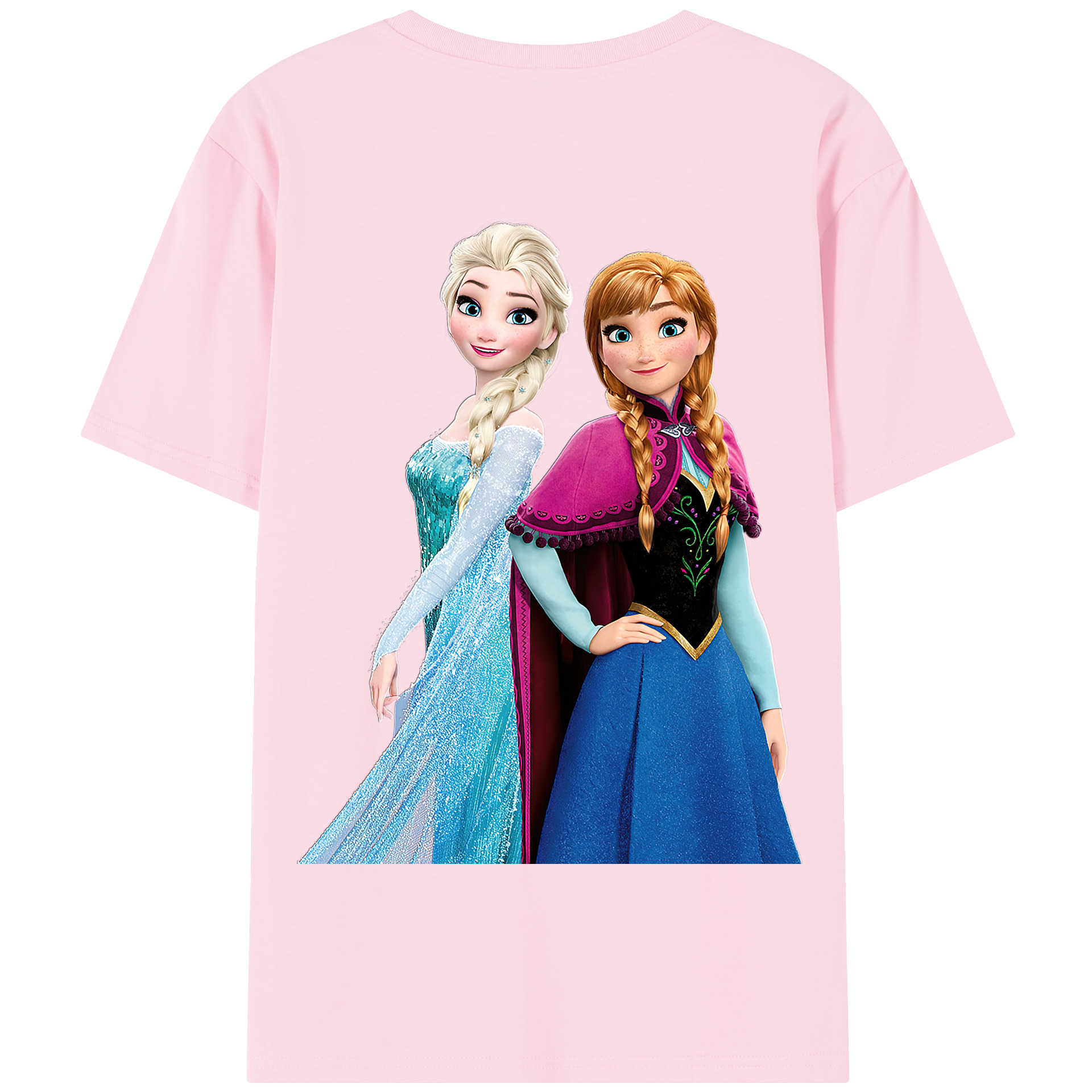 （画像用） アナと雪の女王 アンナ エルサ Frozen Anna Elsa 綿100％半袖Tシャツ（背面プリント）