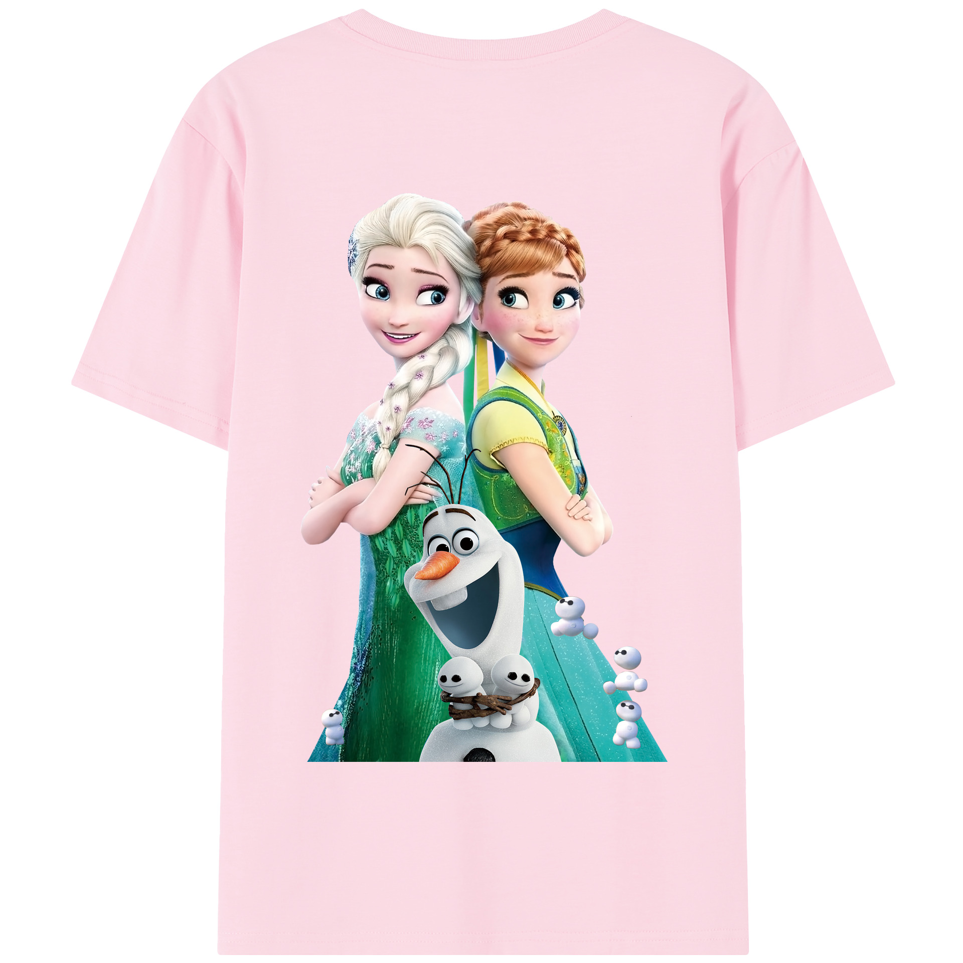 （画像用） アナと雪の女王 アンナ エルサ Frozen Anna Elsa 綿100％半袖Tシャツ（背面プリント）