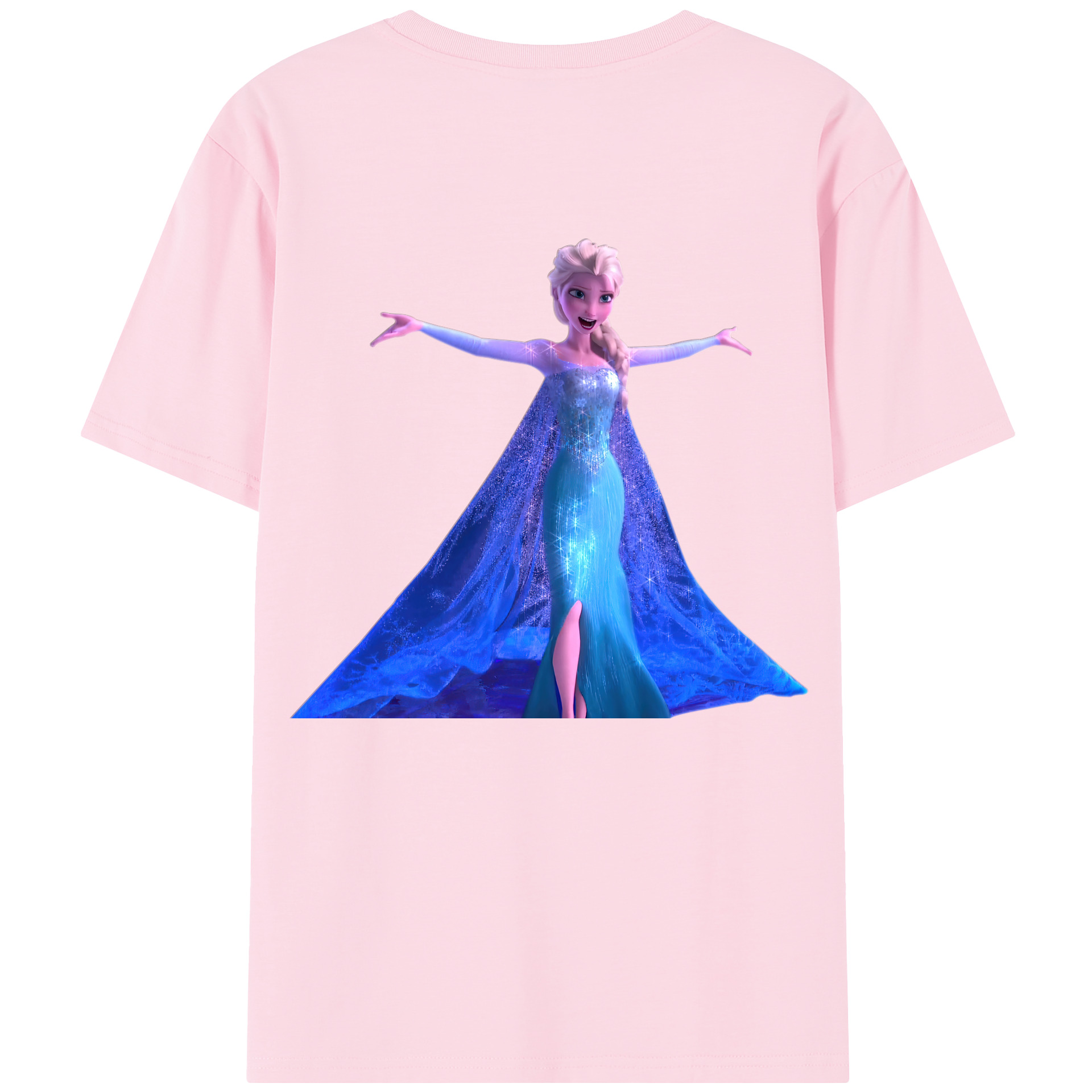 （画像用） アナと雪の女王 アンナ エルサ Frozen Anna Elsa 綿100％半袖Tシャツ（背面プリント）