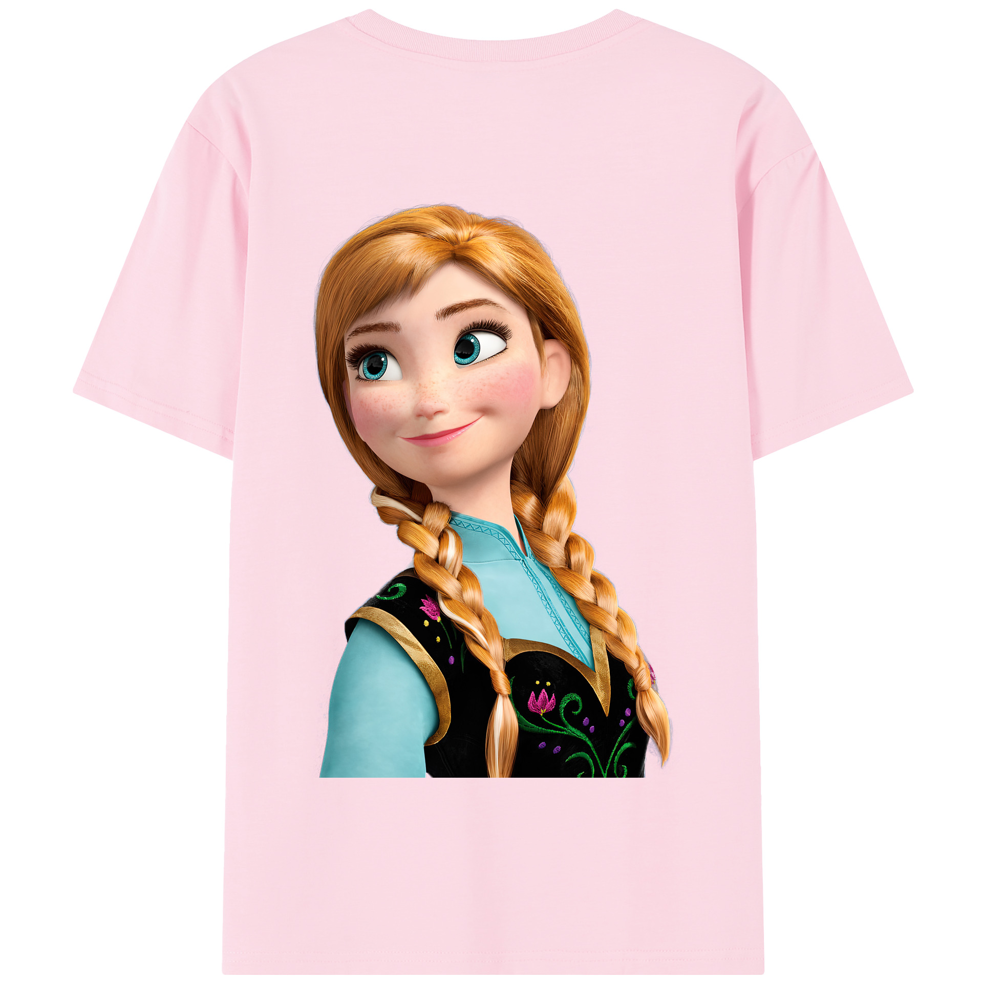 （画像用） アナと雪の女王 アンナ エルサ Frozen Anna Elsa 綿100％半袖Tシャツ（背面プリント）