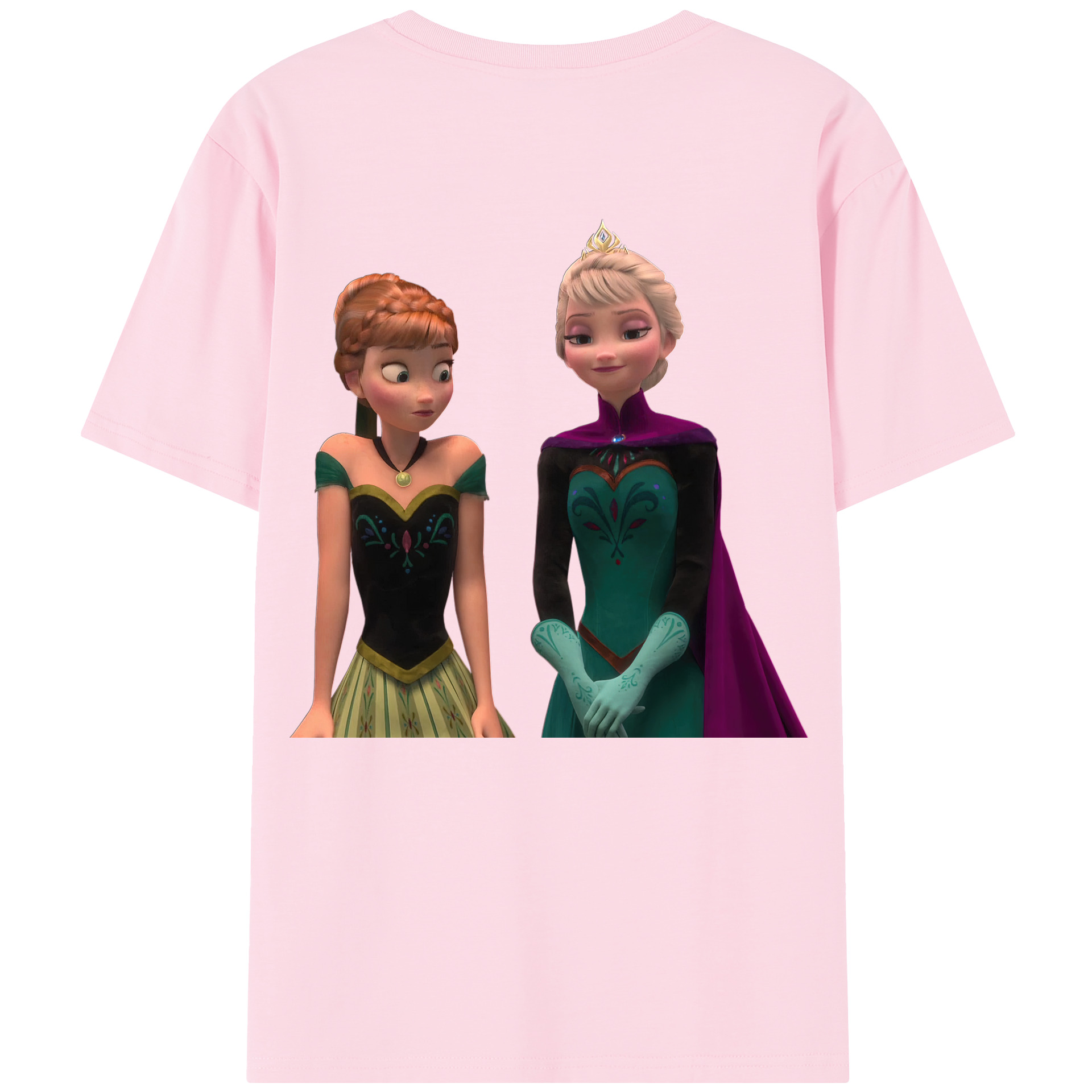 （画像用） アナと雪の女王 アンナ エルサ Frozen Anna Elsa 綿100％半袖Tシャツ（背面プリント）