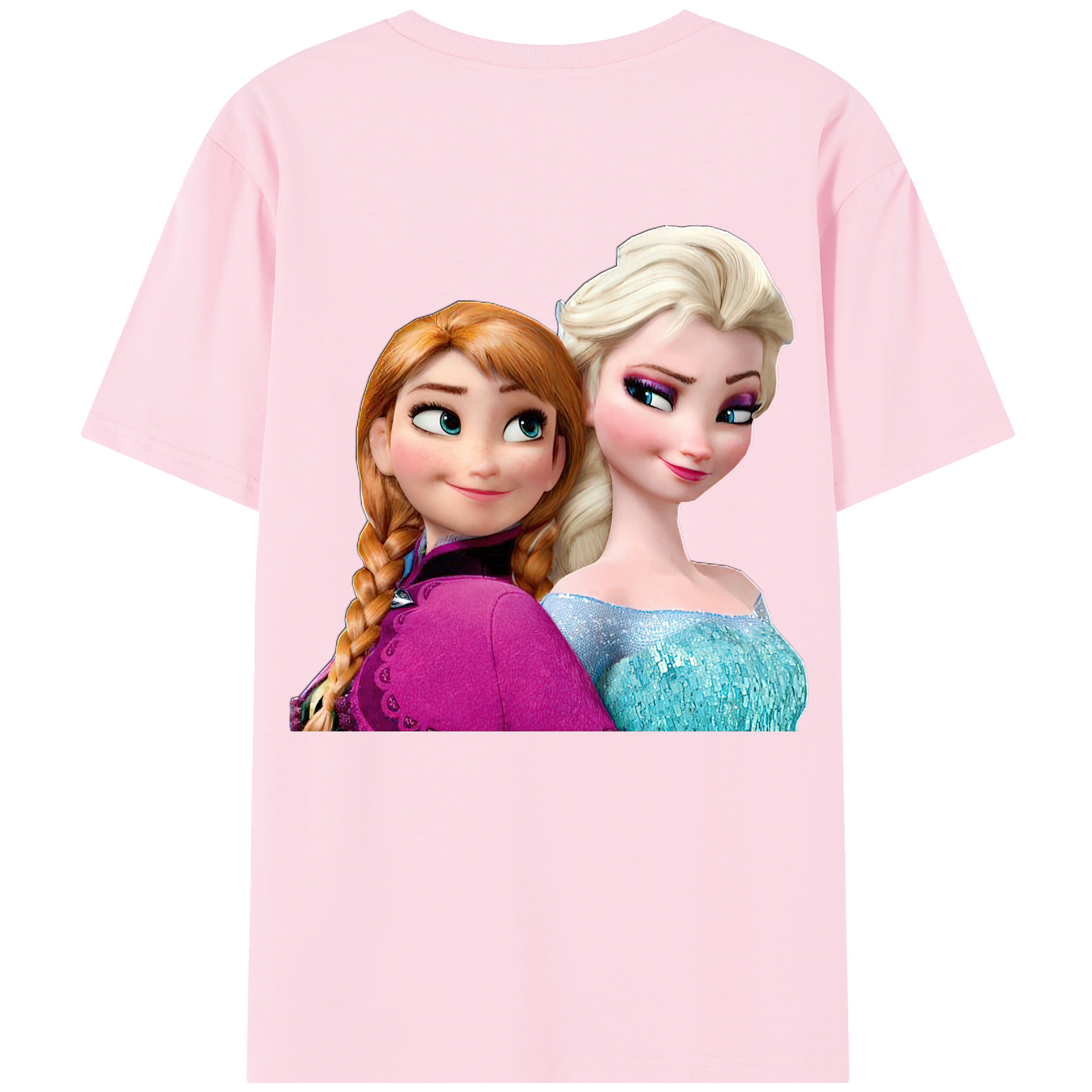 （画像用） アナと雪の女王 アンナ エルサ Frozen Anna Elsa 綿100％半袖Tシャツ（背面プリント）