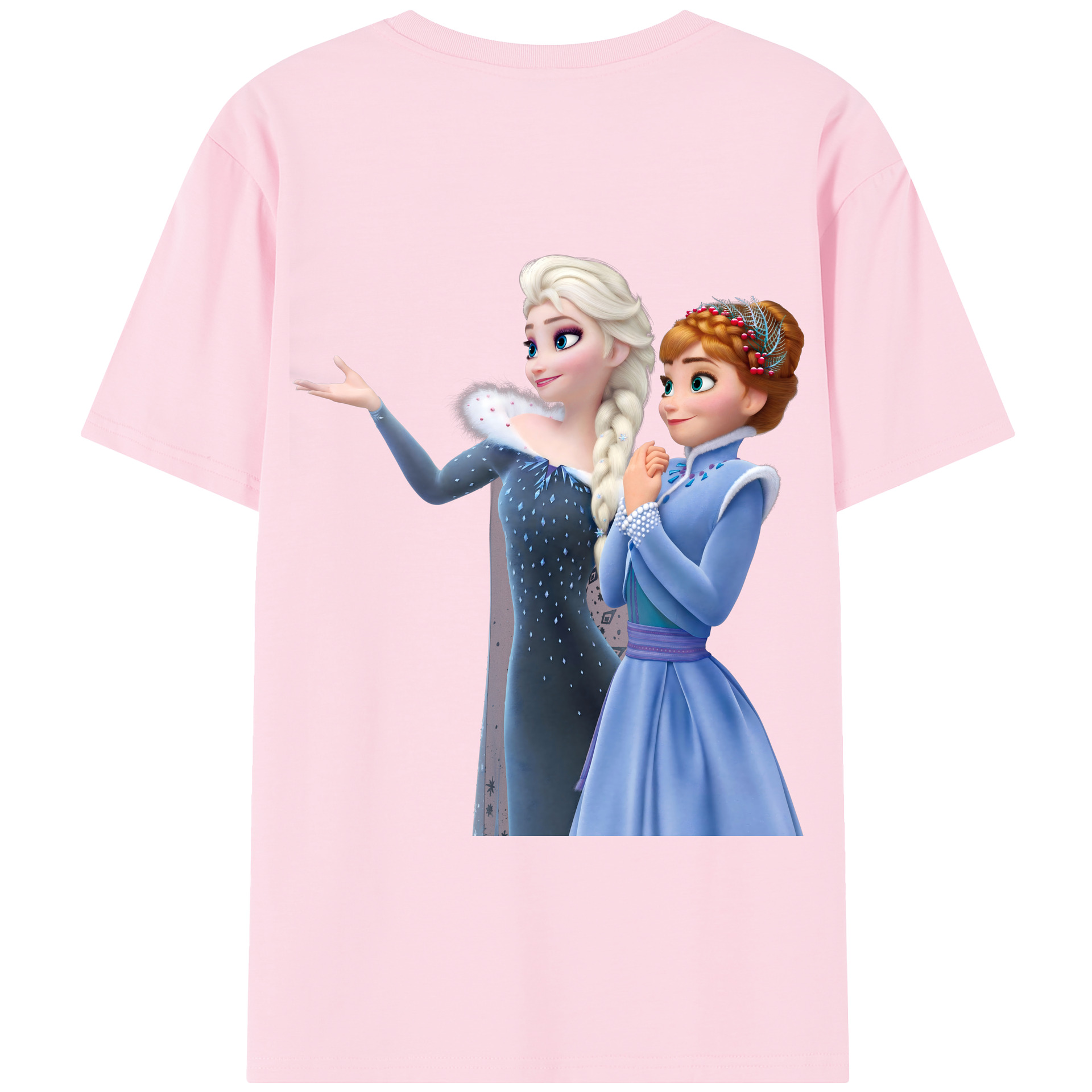 （画像用） アナと雪の女王 アンナ エルサ Frozen Anna Elsa 綿100％半袖Tシャツ（背面プリント）