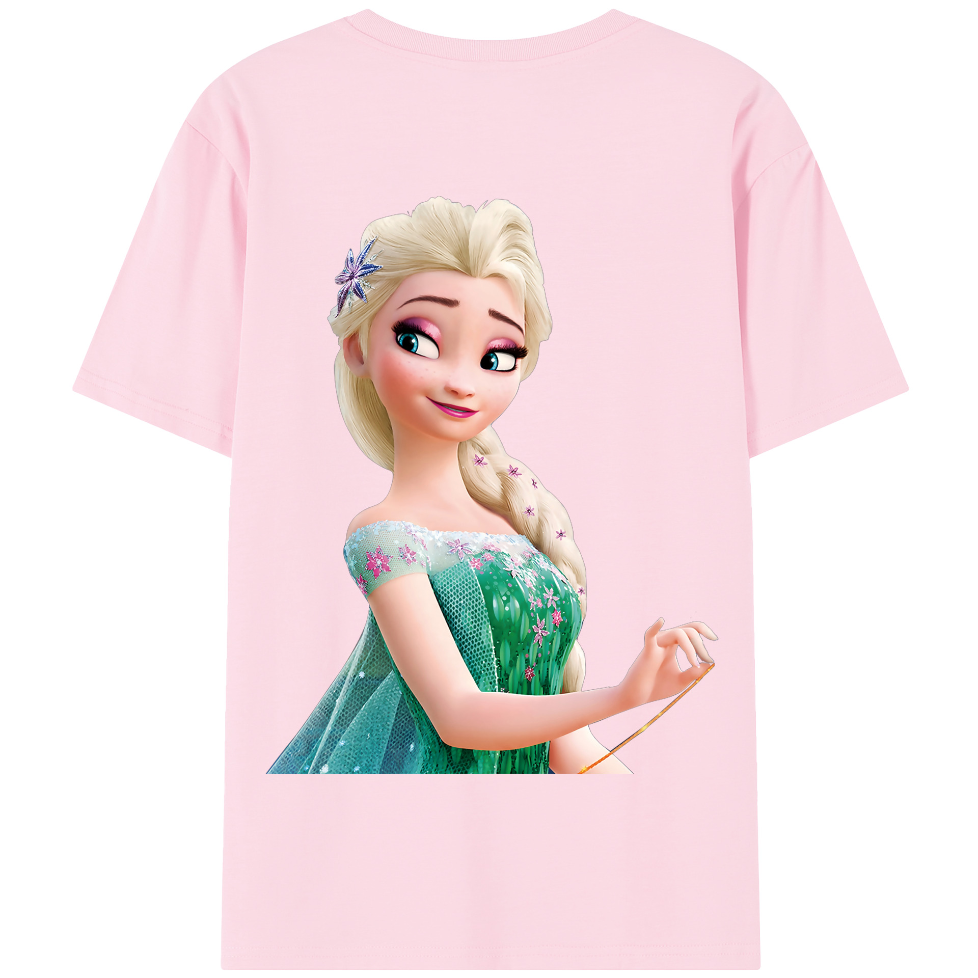 （画像用） アナと雪の女王 アンナ エルサ Frozen Anna Elsa 綿100％半袖Tシャツ（背面プリント）