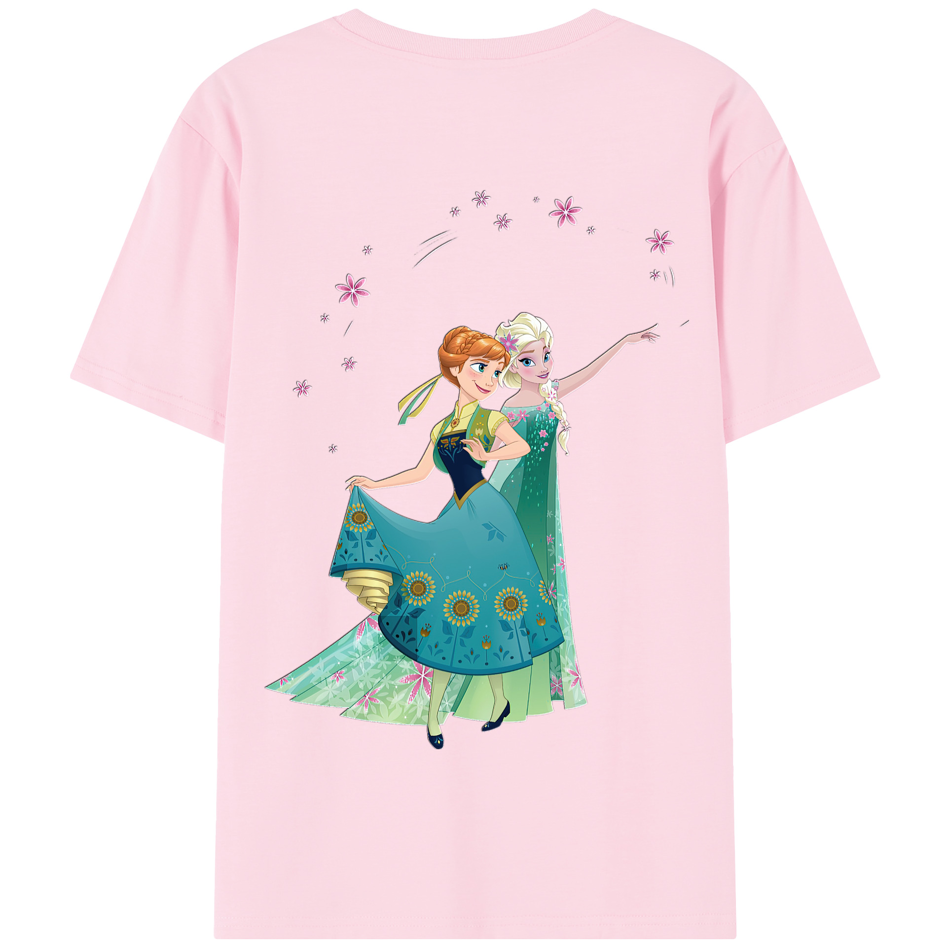 （画像用） アナと雪の女王 アンナ エルサ Frozen Anna Elsa 綿100％半袖Tシャツ（背面プリント）