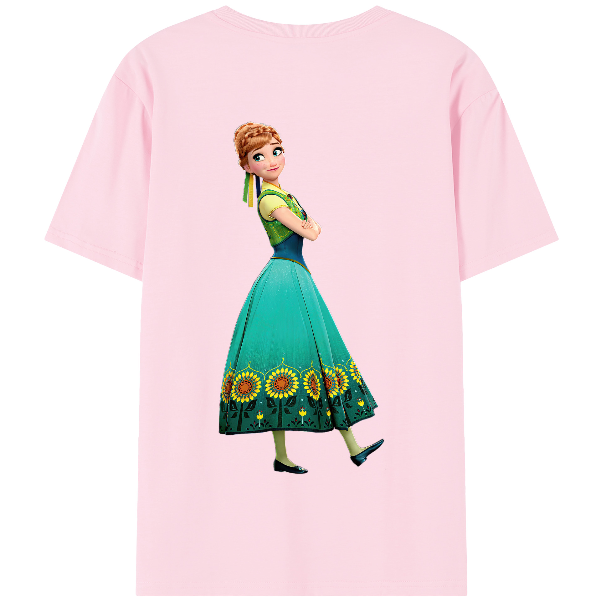 （画像用） アナと雪の女王 アンナ エルサ Frozen Anna Elsa 綿100％半袖Tシャツ（背面プリント）