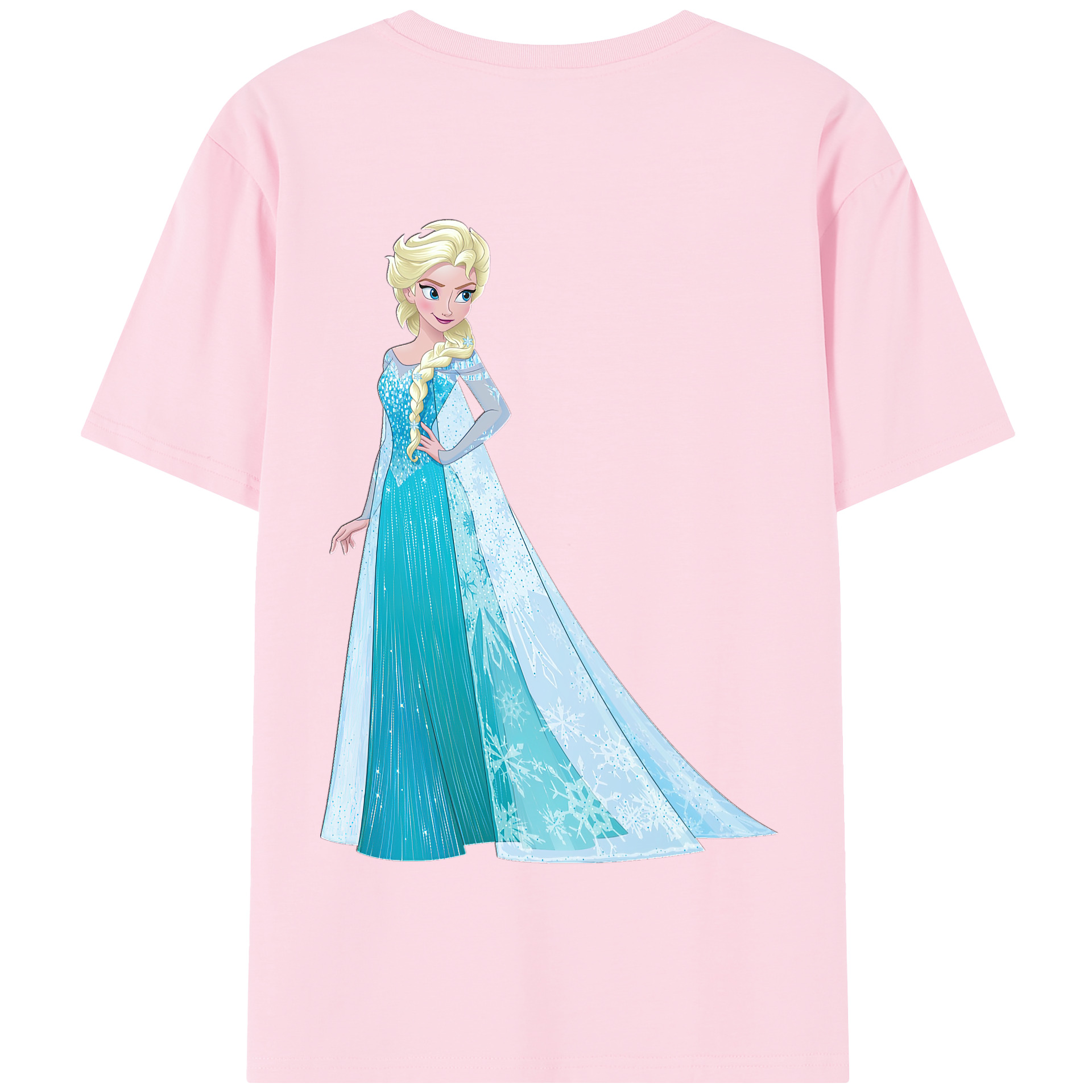 （画像用） アナと雪の女王 アンナ エルサ Frozen Anna Elsa 綿100％半袖Tシャツ（背面プリント）