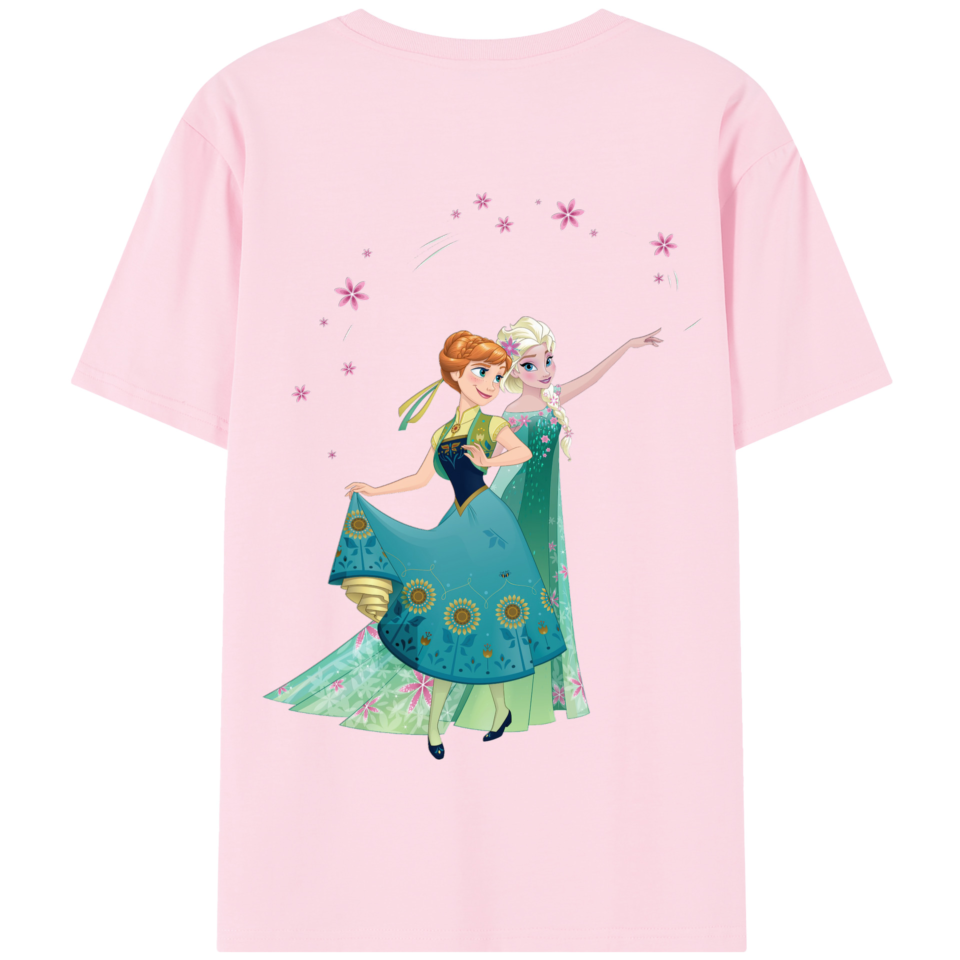 （画像用） アナと雪の女王 アンナ エルサ Frozen Anna Elsa 綿100％半袖Tシャツ（背面プリント）