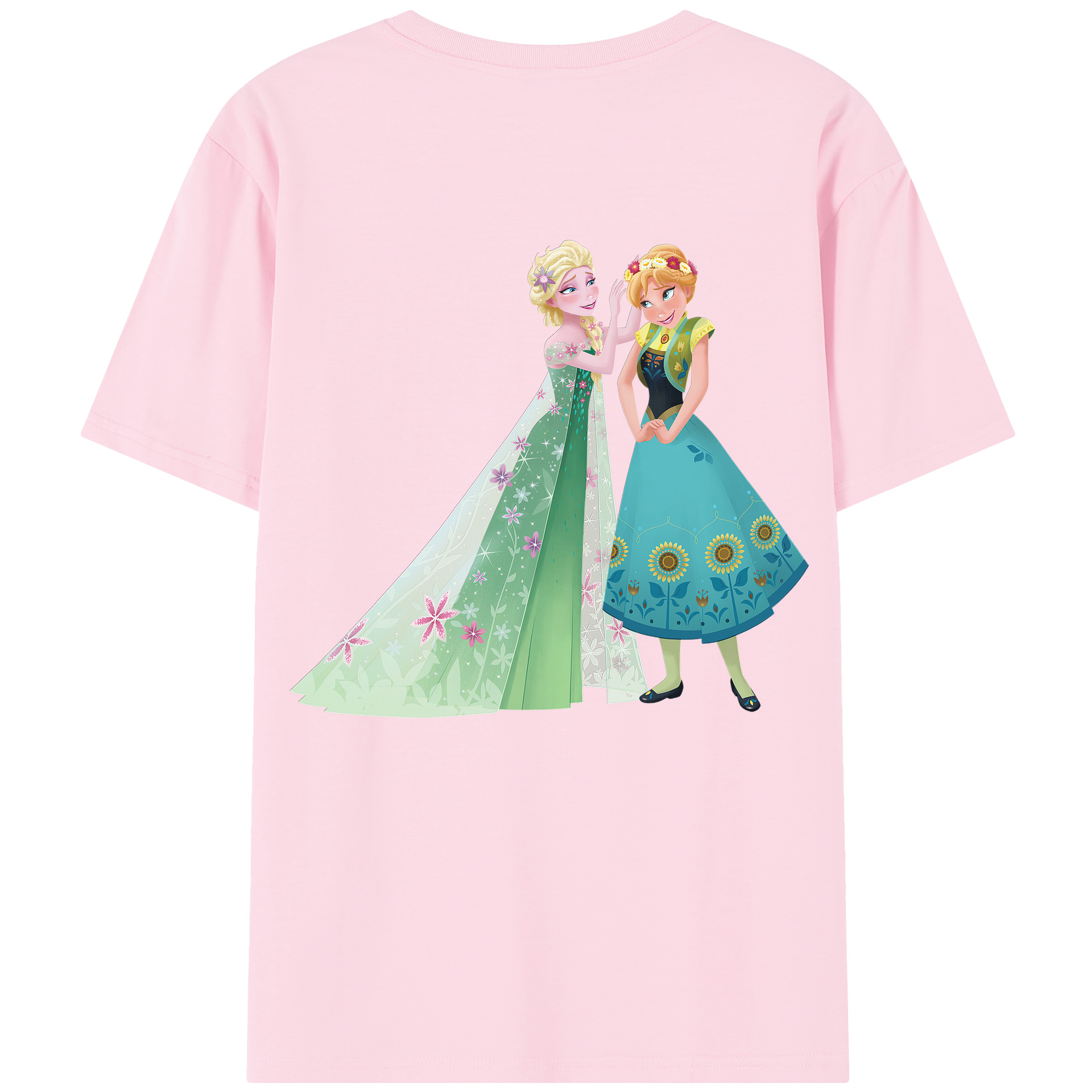 （画像用） アナと雪の女王 アンナ エルサ Frozen Anna Elsa 綿100％半袖Tシャツ（背面プリント）