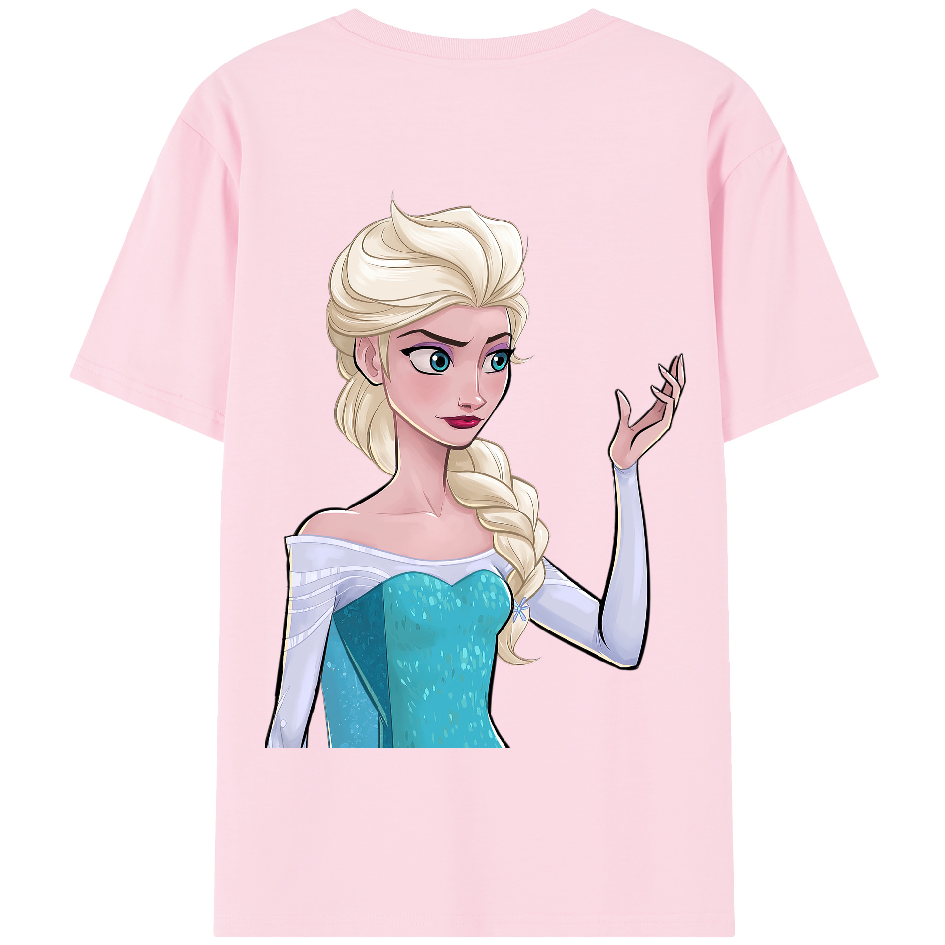 （画像用） アナと雪の女王 アンナ エルサ Frozen Anna Elsa 綿100％半袖Tシャツ（背面プリント）