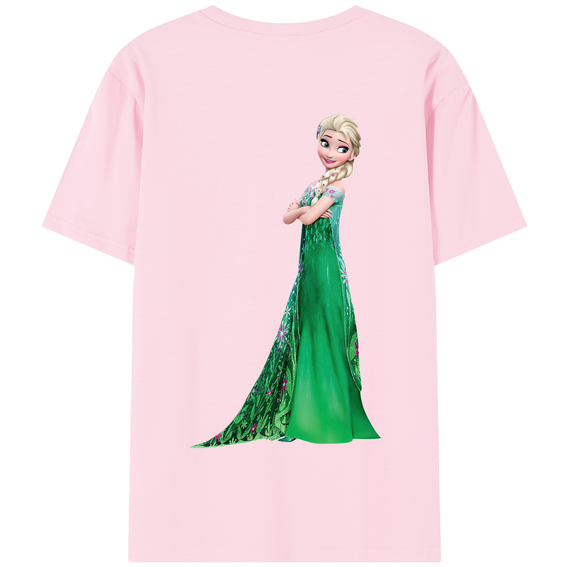 （画像用） アナと雪の女王 アンナ エルサ Frozen Anna Elsa 綿100％半袖Tシャツ（背面プリント）