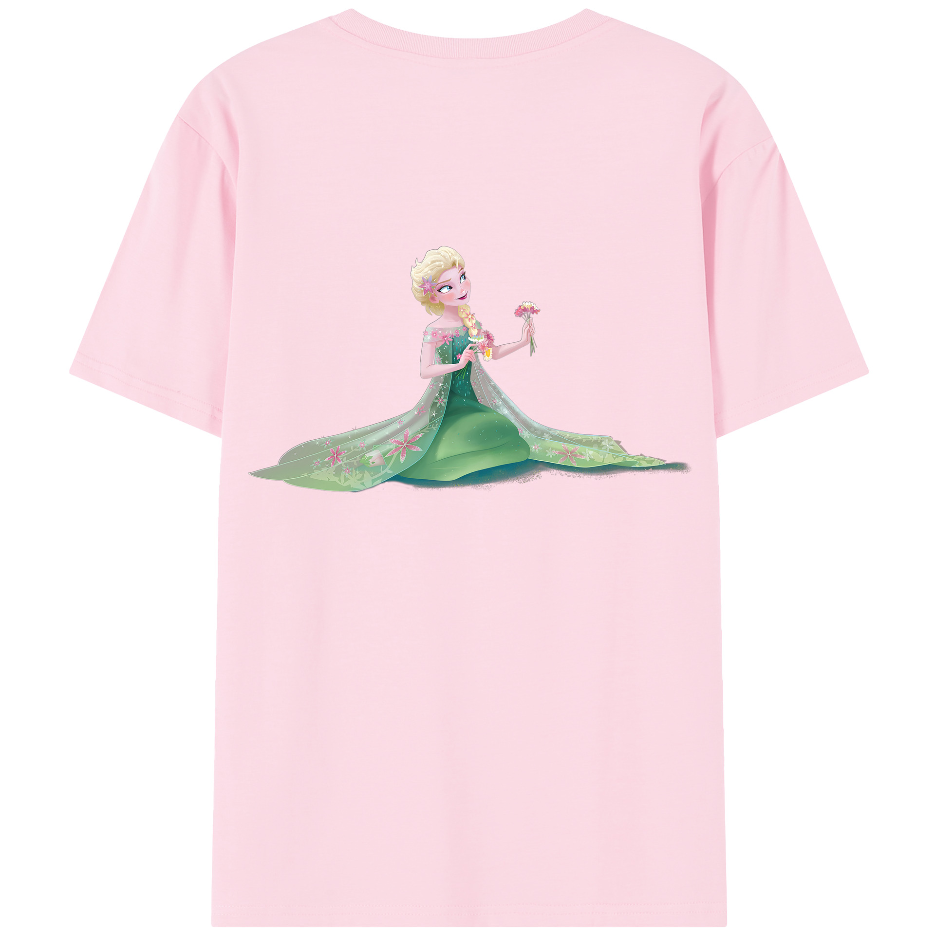 （画像用） アナと雪の女王 アンナ エルサ Frozen Anna Elsa 綿100％半袖Tシャツ（背面プリント）