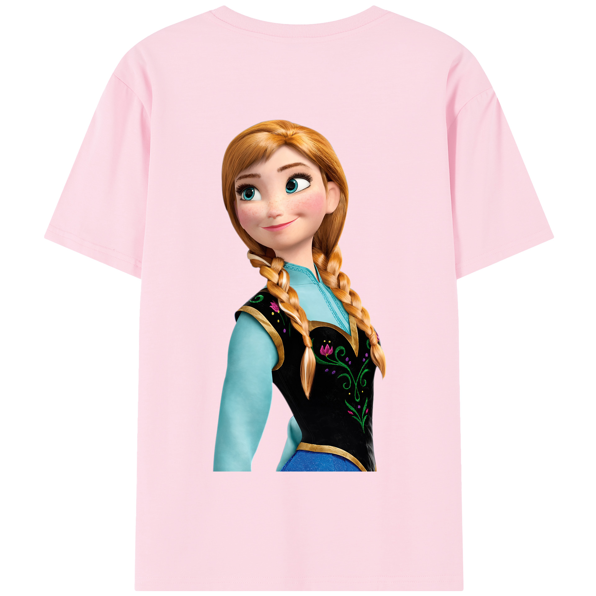 （画像用） アナと雪の女王 アンナ エルサ Frozen Anna Elsa 綿100％半袖Tシャツ（背面プリント）