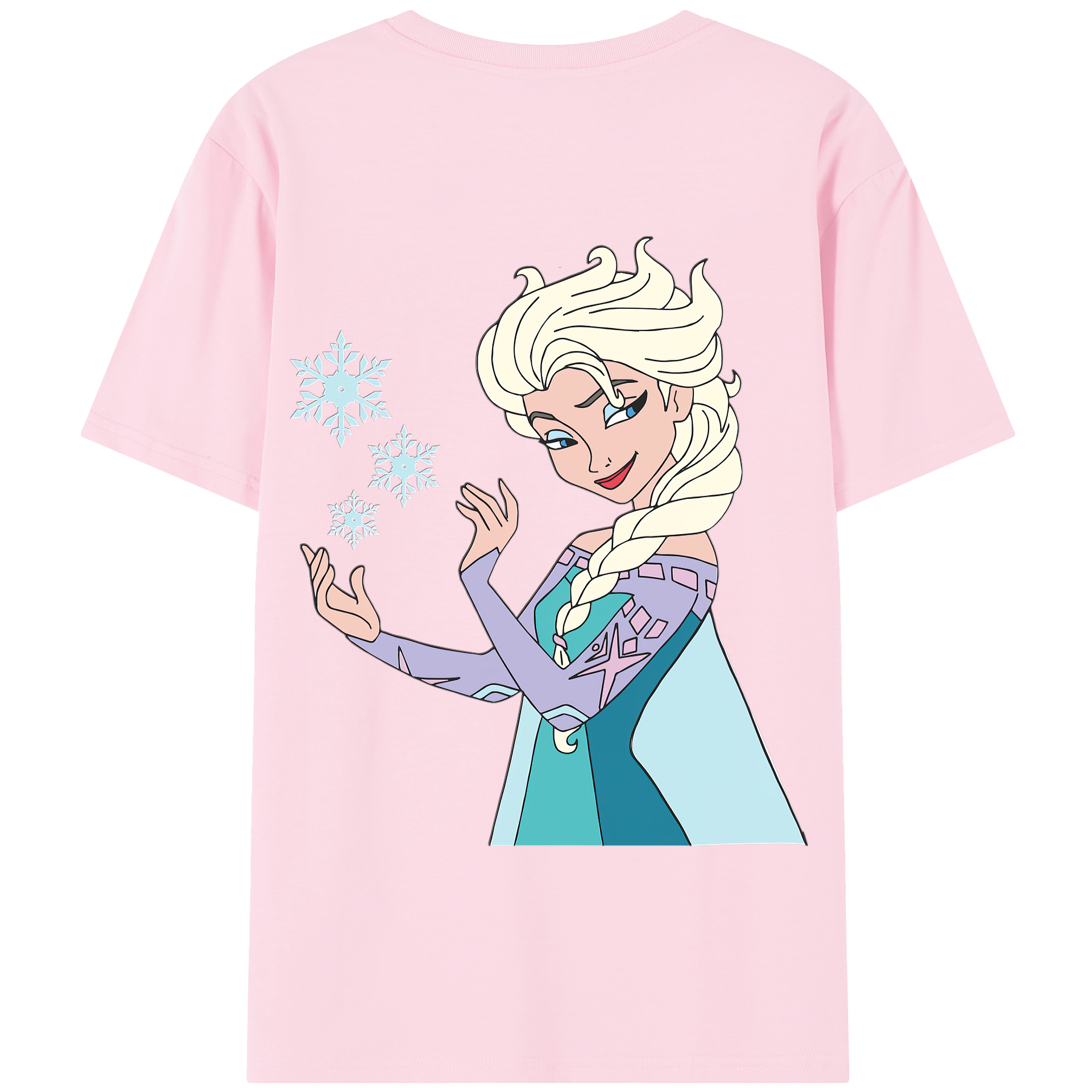 （画像用） アナと雪の女王 アンナ エルサ Frozen Anna Elsa 綿100％半袖Tシャツ（背面プリント）