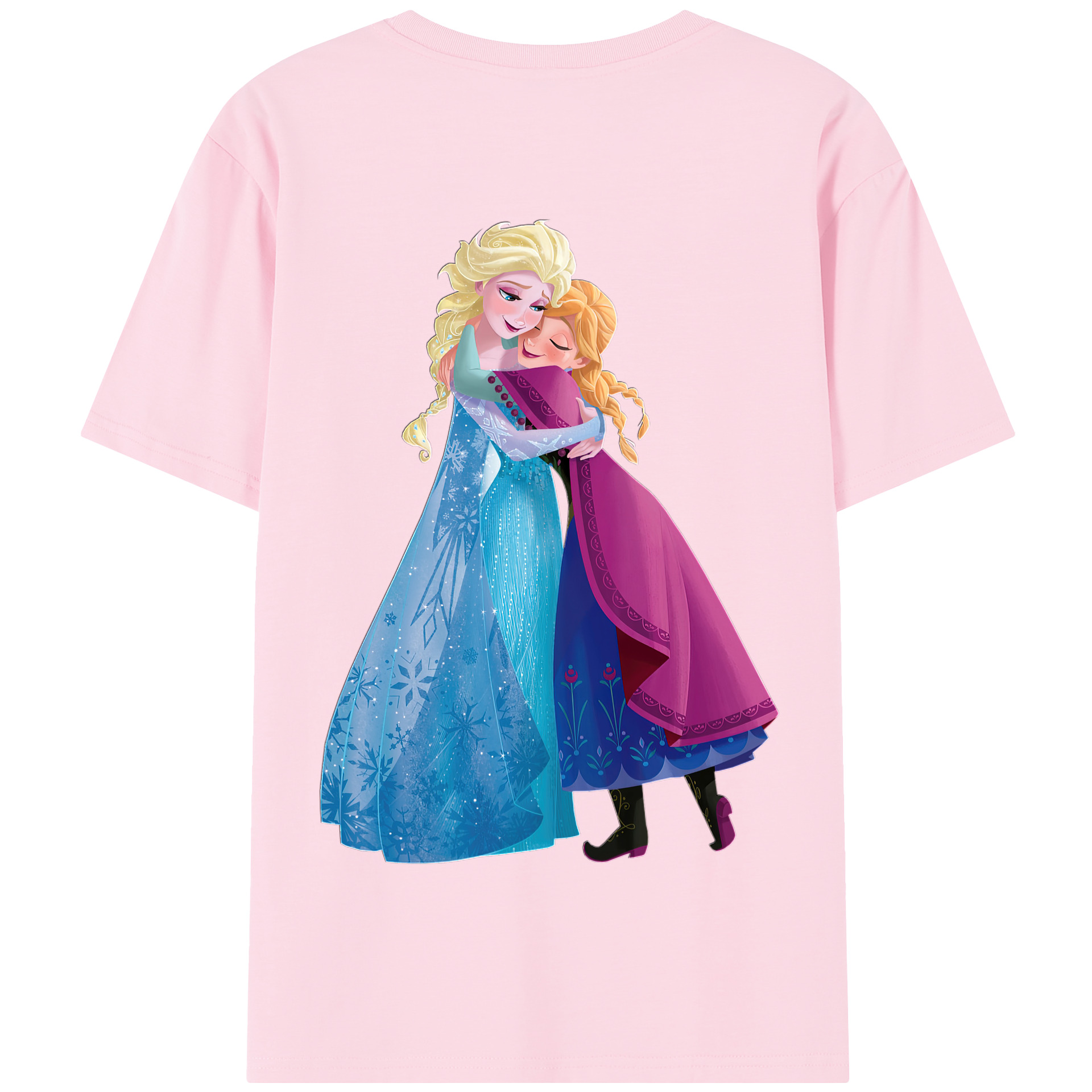 （画像用） アナと雪の女王 アンナ エルサ Frozen Anna Elsa 綿100％半袖Tシャツ（背面プリント）