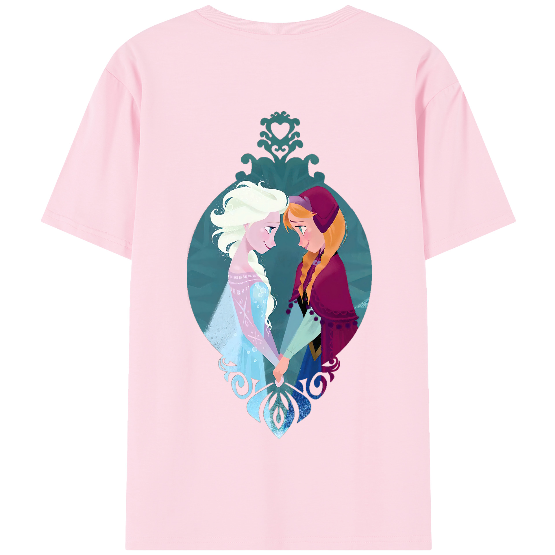 （画像用） アナと雪の女王 アンナ エルサ Frozen Anna Elsa 綿100％半袖Tシャツ（背面プリント）