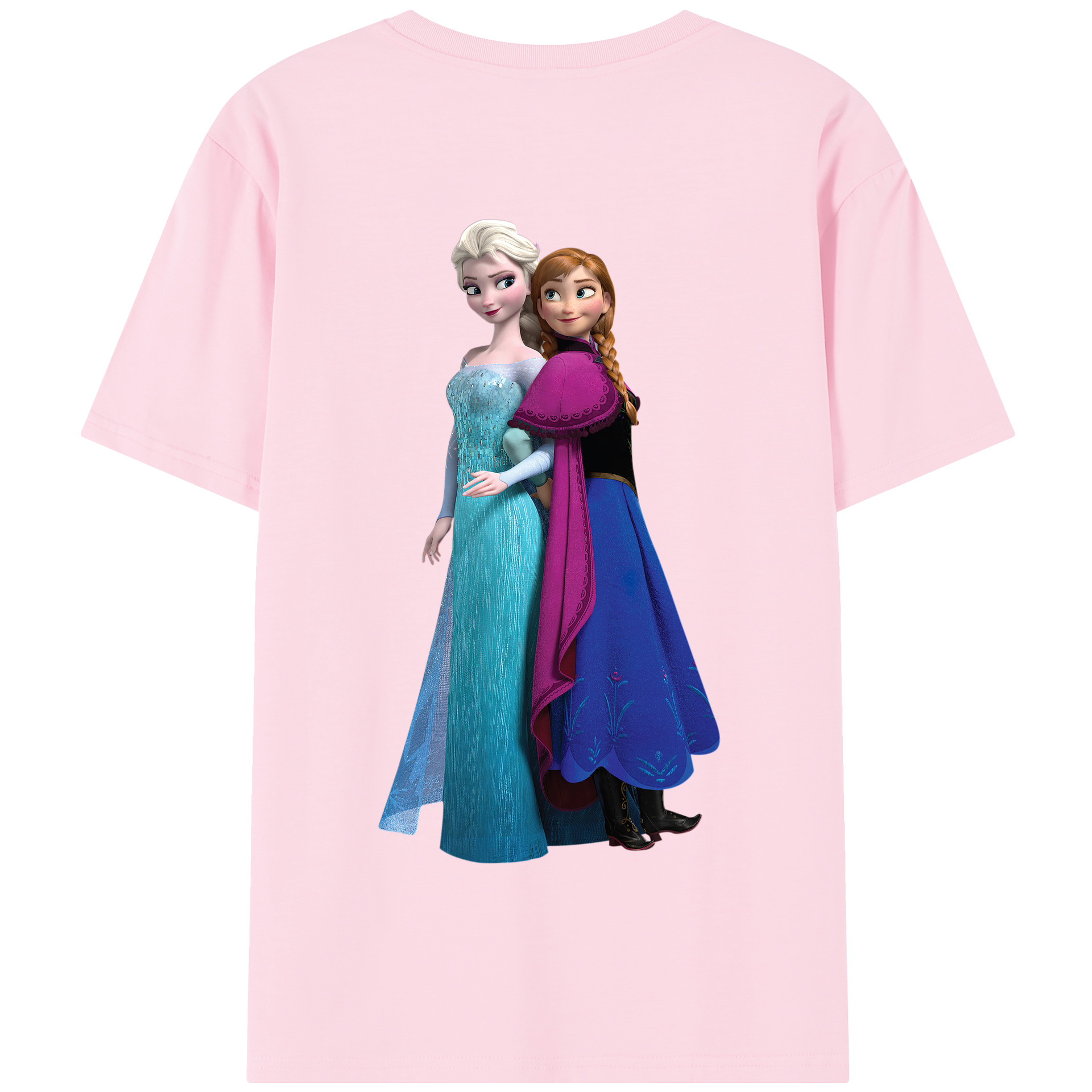 （画像用） アナと雪の女王 アンナ エルサ Frozen Anna Elsa 綿100％半袖Tシャツ（背面プリント）