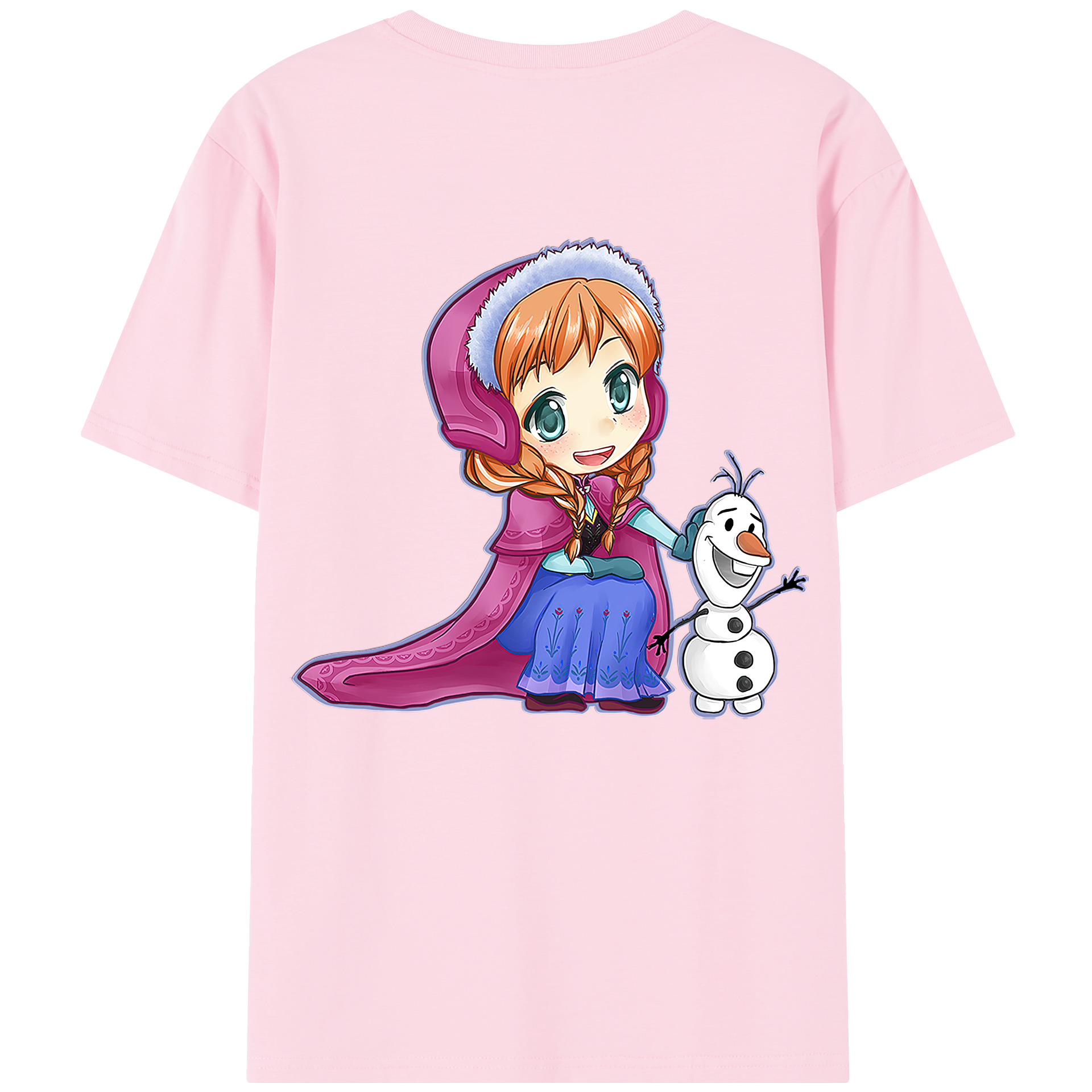 （画像用） アナと雪の女王 アンナ エルサ Frozen Anna Elsa 綿100％半袖Tシャツ（背面プリント）