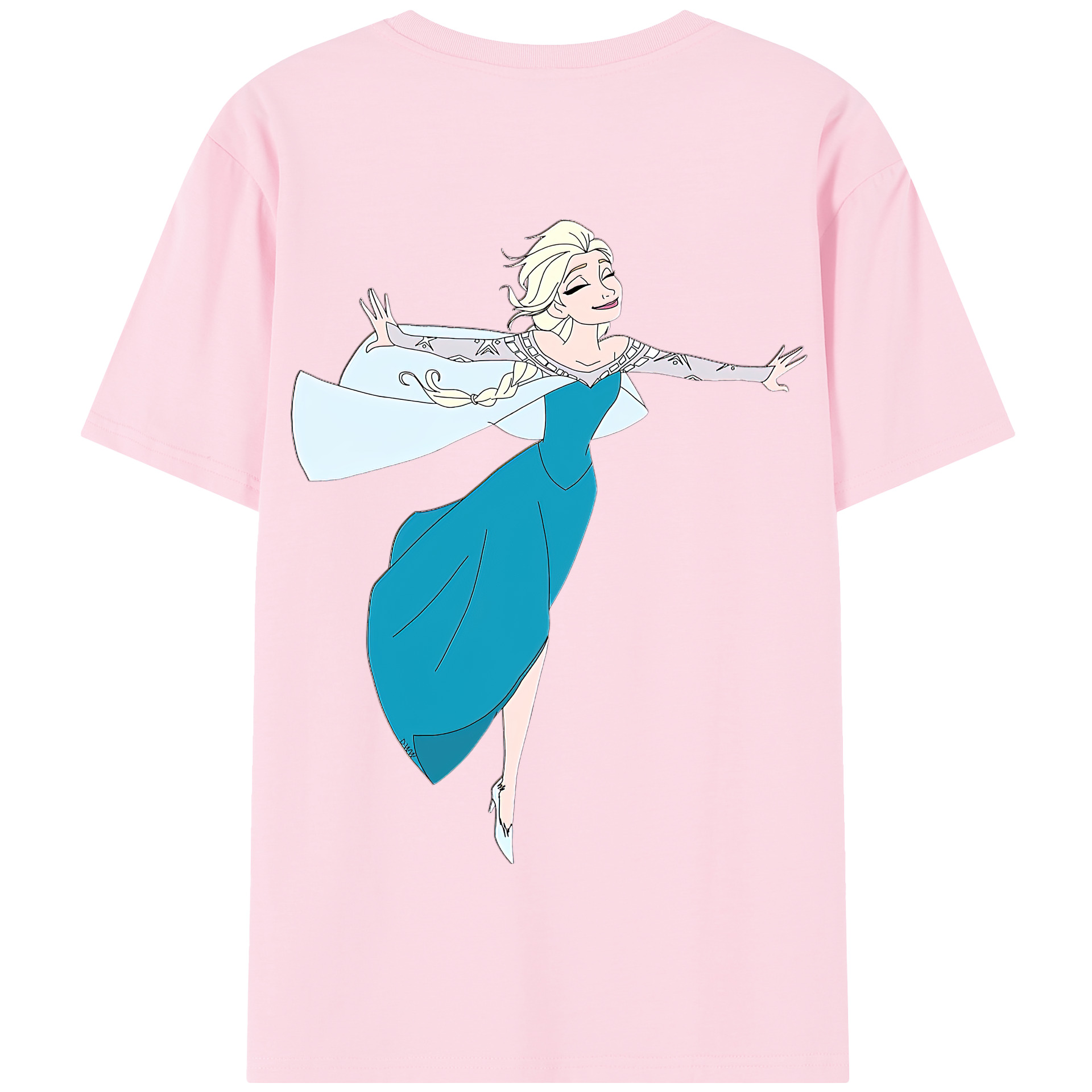 （画像用） アナと雪の女王 アンナ エルサ Frozen Anna Elsa 綿100％半袖Tシャツ（背面プリント）