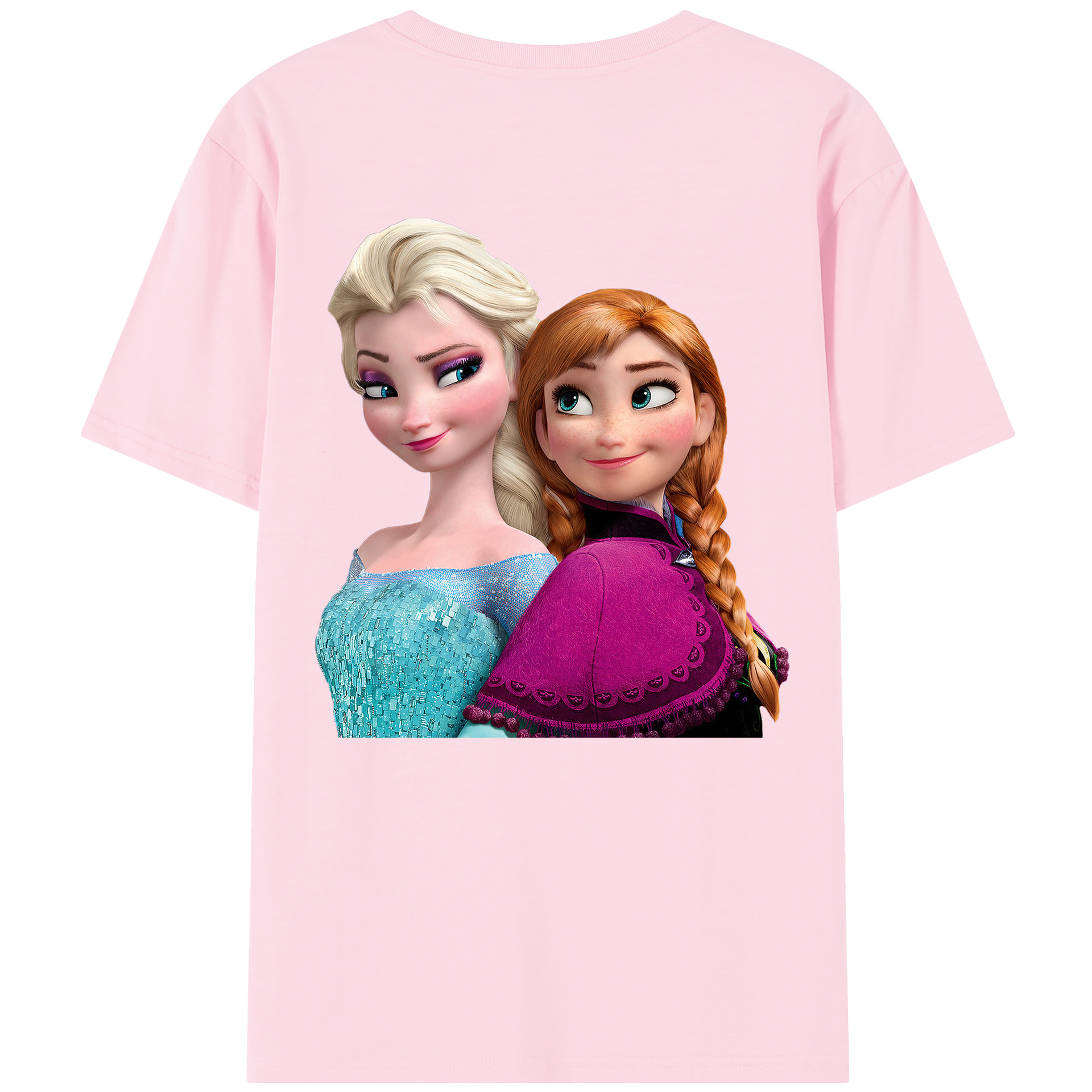 （画像用） アナと雪の女王 アンナ エルサ Frozen Anna Elsa 綿100％半袖Tシャツ（背面プリント）