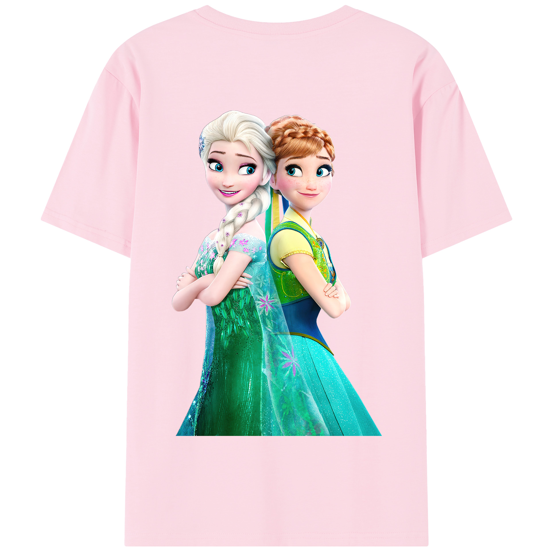 （画像用） アナと雪の女王 アンナ エルサ Frozen Anna Elsa 綿100％半袖Tシャツ（背面プリント）