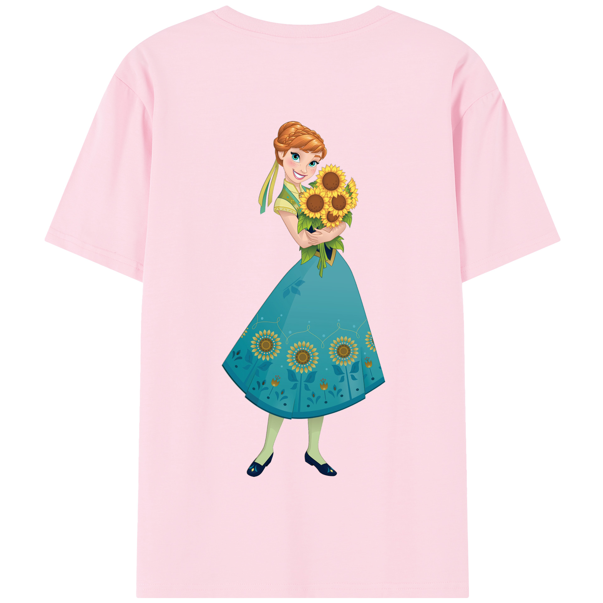 （画像用） アナと雪の女王 アンナ エルサ Frozen Anna Elsa 綿100％半袖Tシャツ（背面プリント）