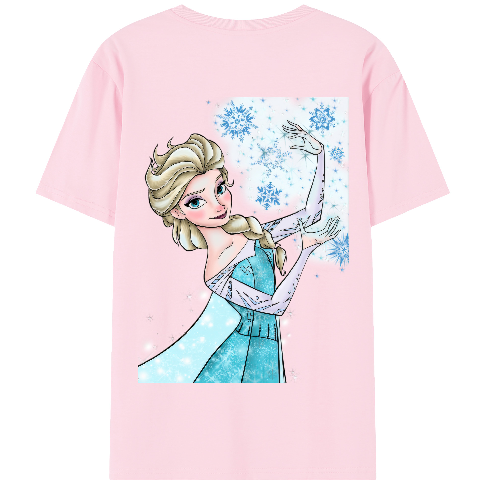（画像用） アナと雪の女王 アンナ エルサ Frozen Anna Elsa 綿100％半袖Tシャツ（背面プリント）