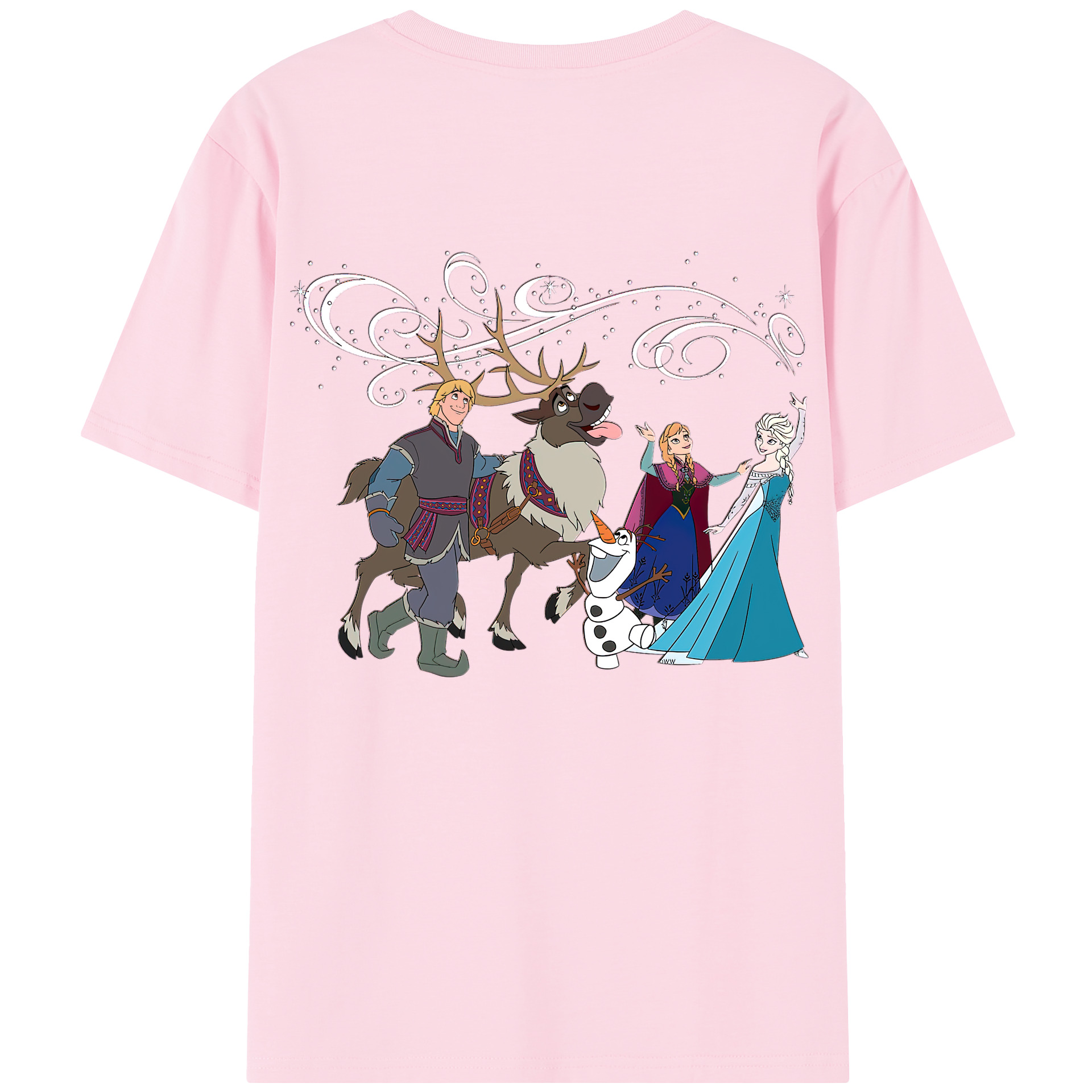 （画像用） アナと雪の女王 アンナ エルサ Frozen Anna Elsa 綿100％半袖Tシャツ（背面プリント）