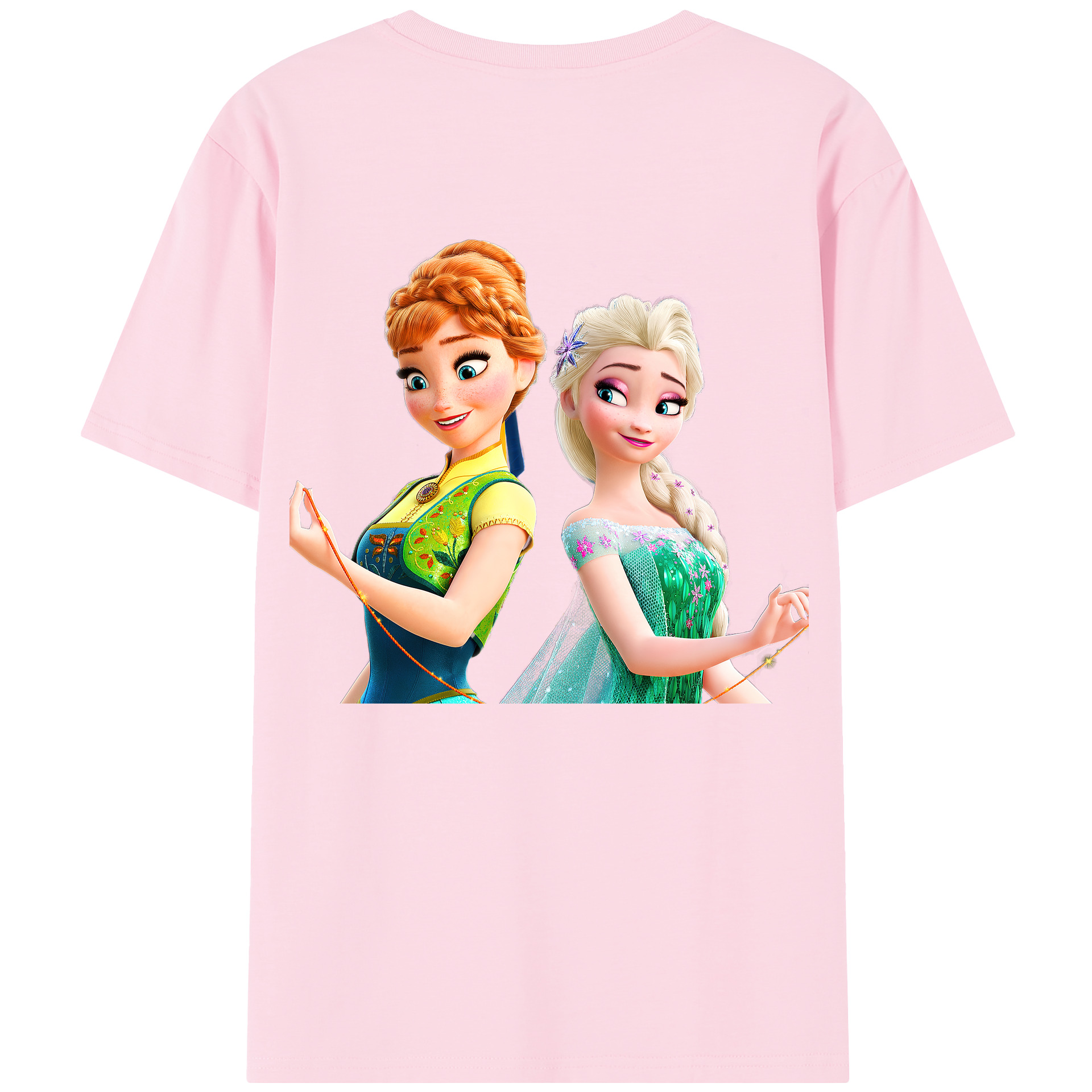 （画像用） アナと雪の女王 アンナ エルサ Frozen Anna Elsa 綿100％半袖Tシャツ（背面プリント）