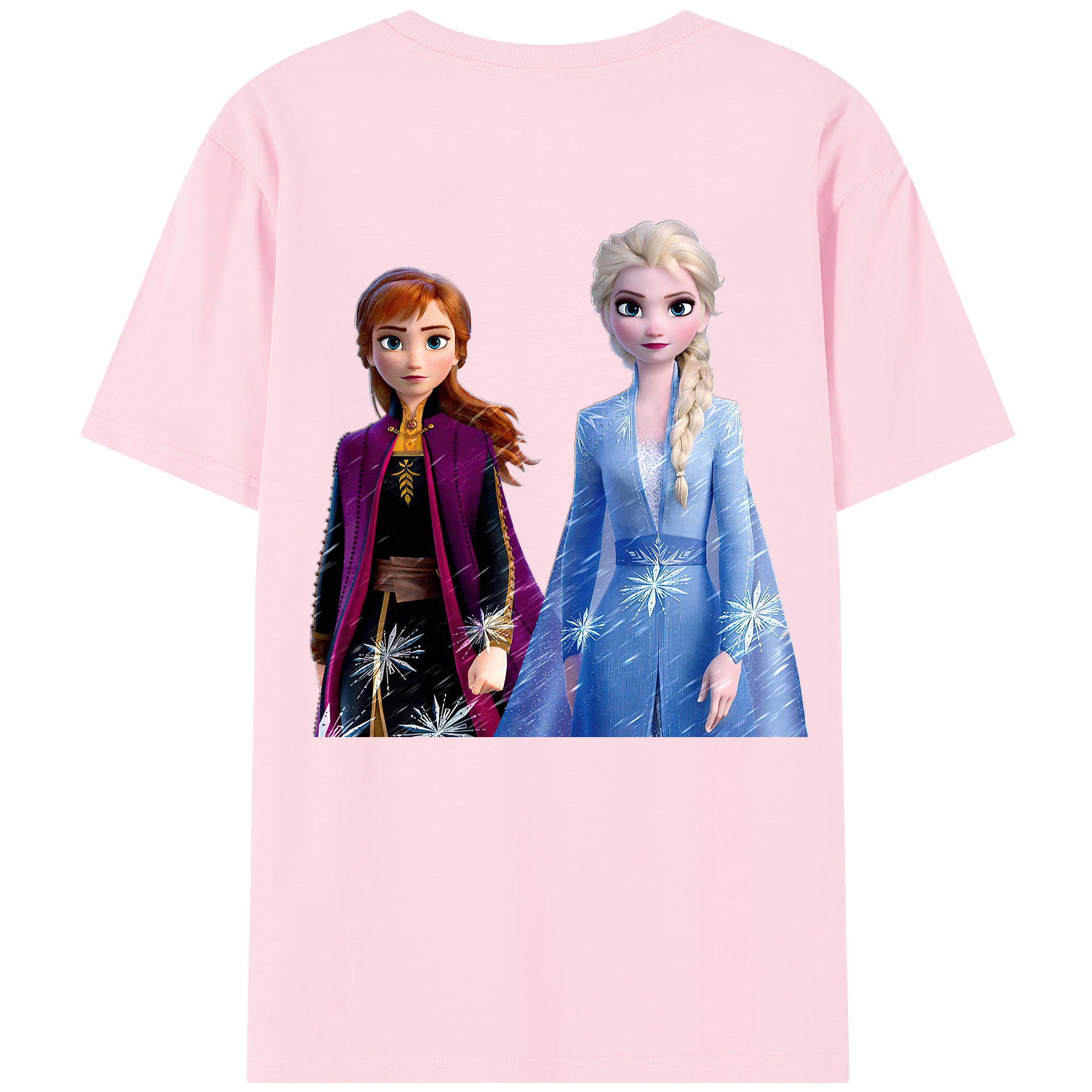 （画像用） アナと雪の女王 アンナ エルサ Frozen Anna Elsa 綿100％半袖Tシャツ（背面プリント）