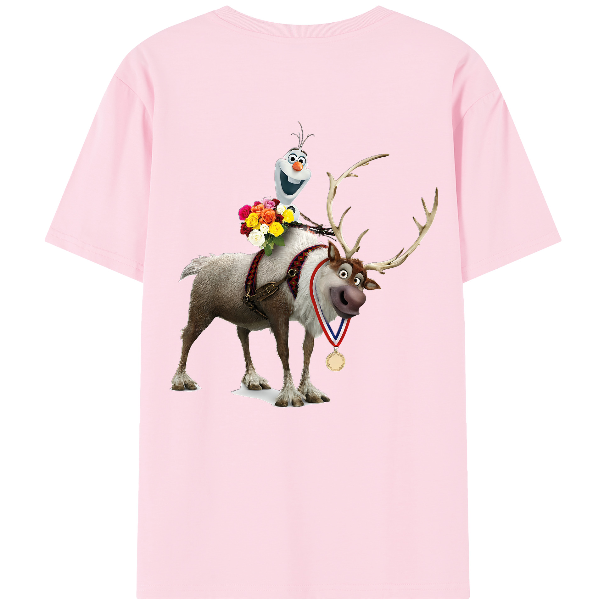 （画像用） アナと雪の女王 アンナ エルサ Frozen Anna Elsa 綿100％半袖Tシャツ（背面プリント）
