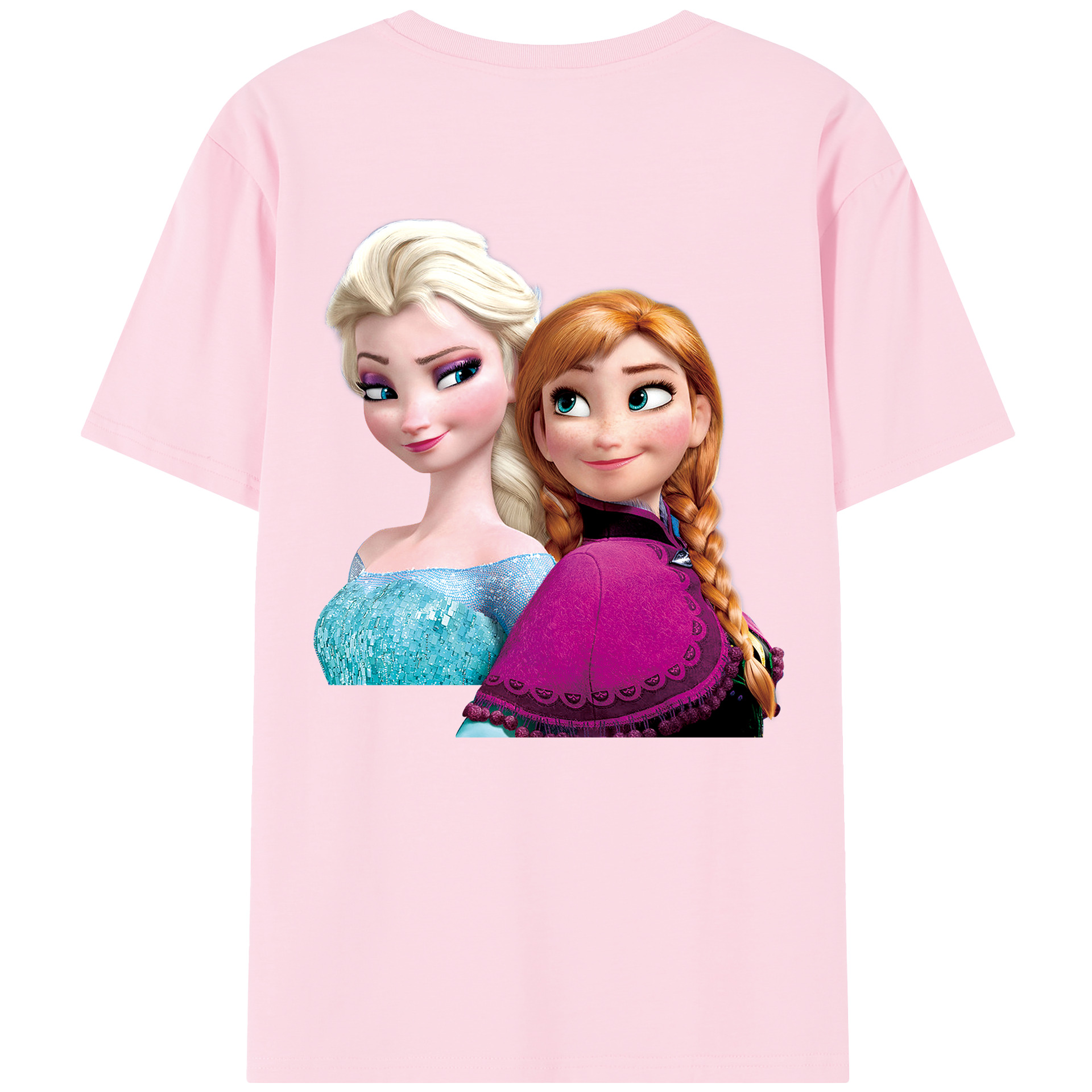 （画像用） アナと雪の女王 アンナ エルサ Frozen Anna Elsa 綿100％半袖Tシャツ（背面プリント）