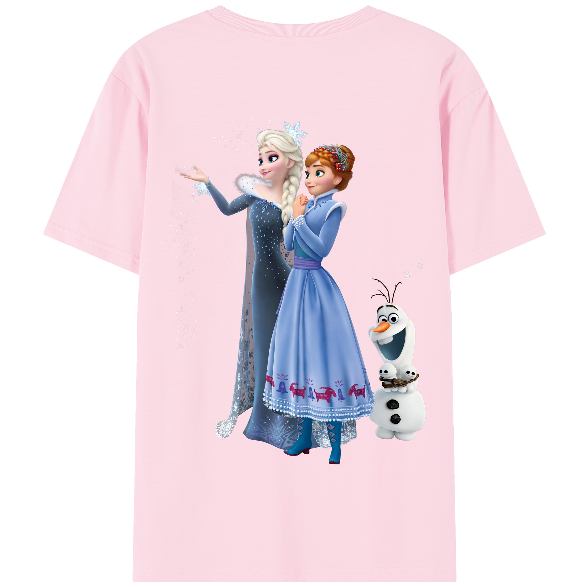 （画像用） アナと雪の女王 アンナ エルサ Frozen Anna Elsa 綿100％半袖Tシャツ（背面プリント）