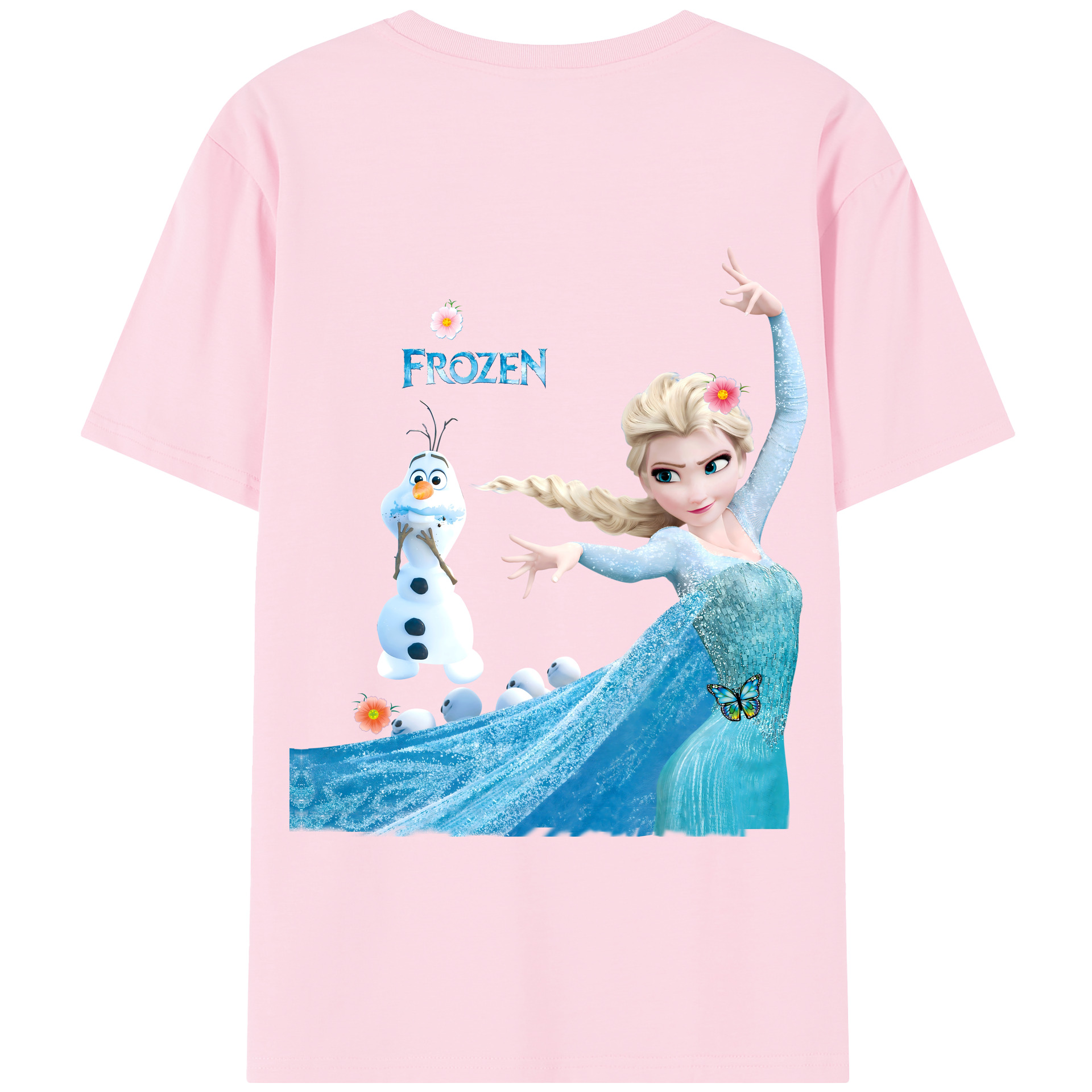 （画像用） アナと雪の女王 アンナ エルサ Frozen Anna Elsa 綿100％半袖Tシャツ（背面プリント）