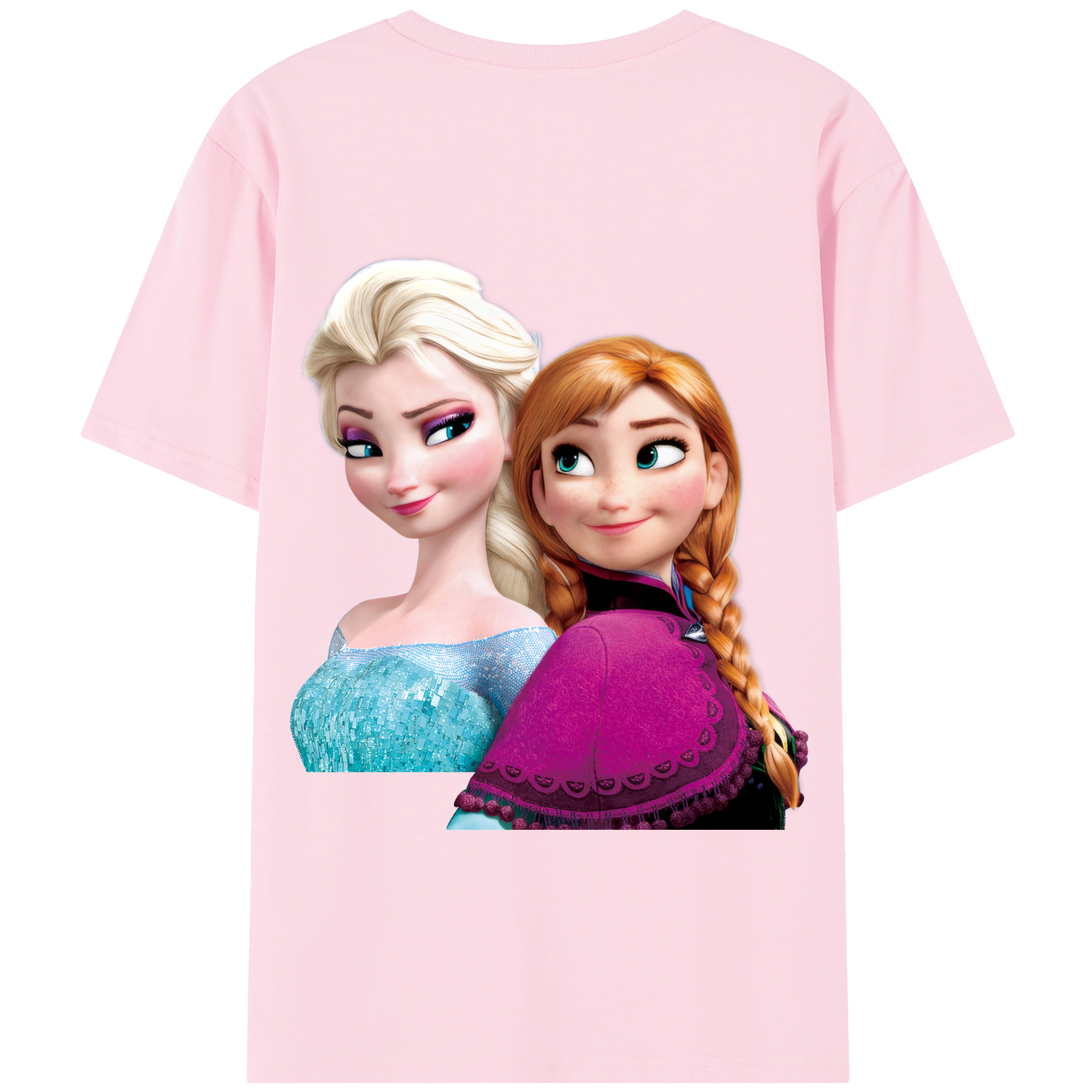 （画像用） アナと雪の女王 アンナ エルサ Frozen Anna Elsa 綿100％半袖Tシャツ（背面プリント）