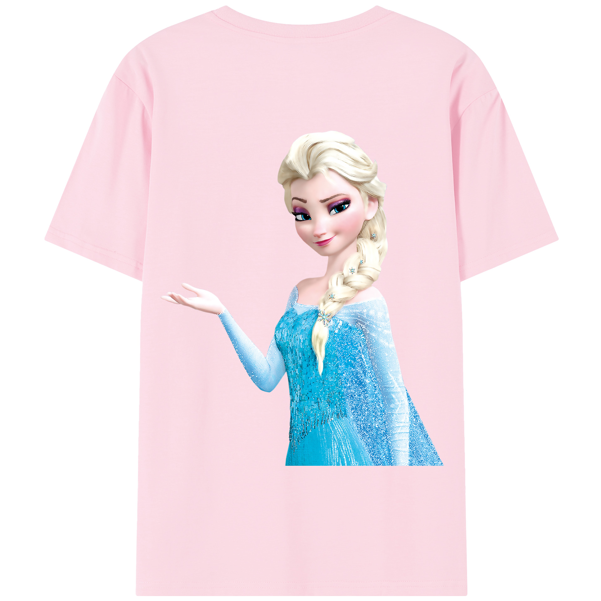 （画像用） アナと雪の女王 アンナ エルサ Frozen Anna Elsa 綿100％半袖Tシャツ（背面プリント）