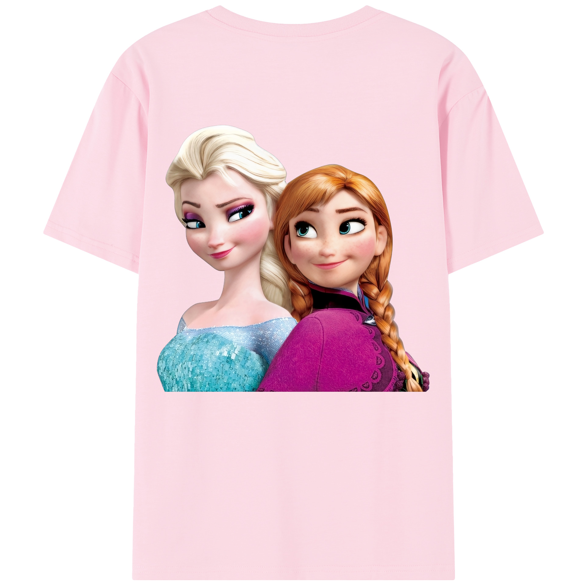 （画像用） アナと雪の女王 アンナ エルサ Frozen Anna Elsa 綿100％半袖Tシャツ（背面プリント）