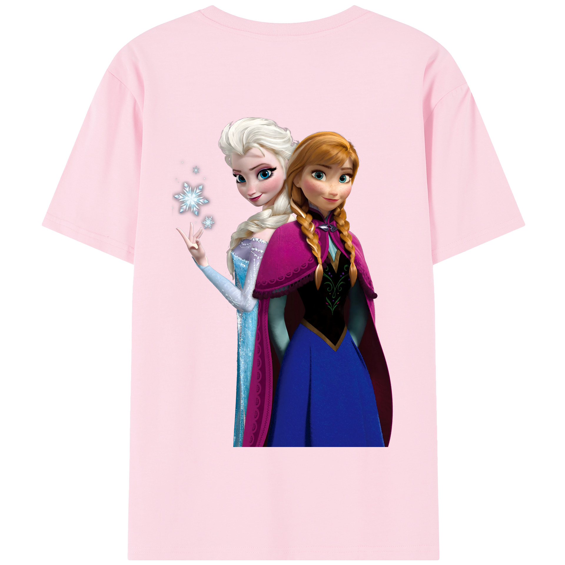 （画像用） アナと雪の女王 アンナ エルサ Frozen Anna Elsa 綿100％半袖Tシャツ（背面プリント）