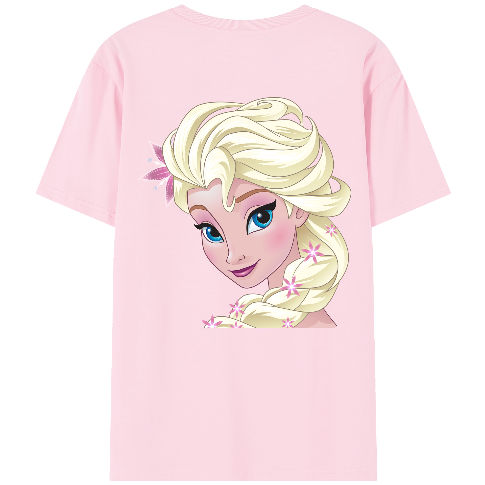 （画像用） アナと雪の女王 アンナ エルサ Frozen Anna Elsa 綿100％半袖Tシャツ（背面プリント）