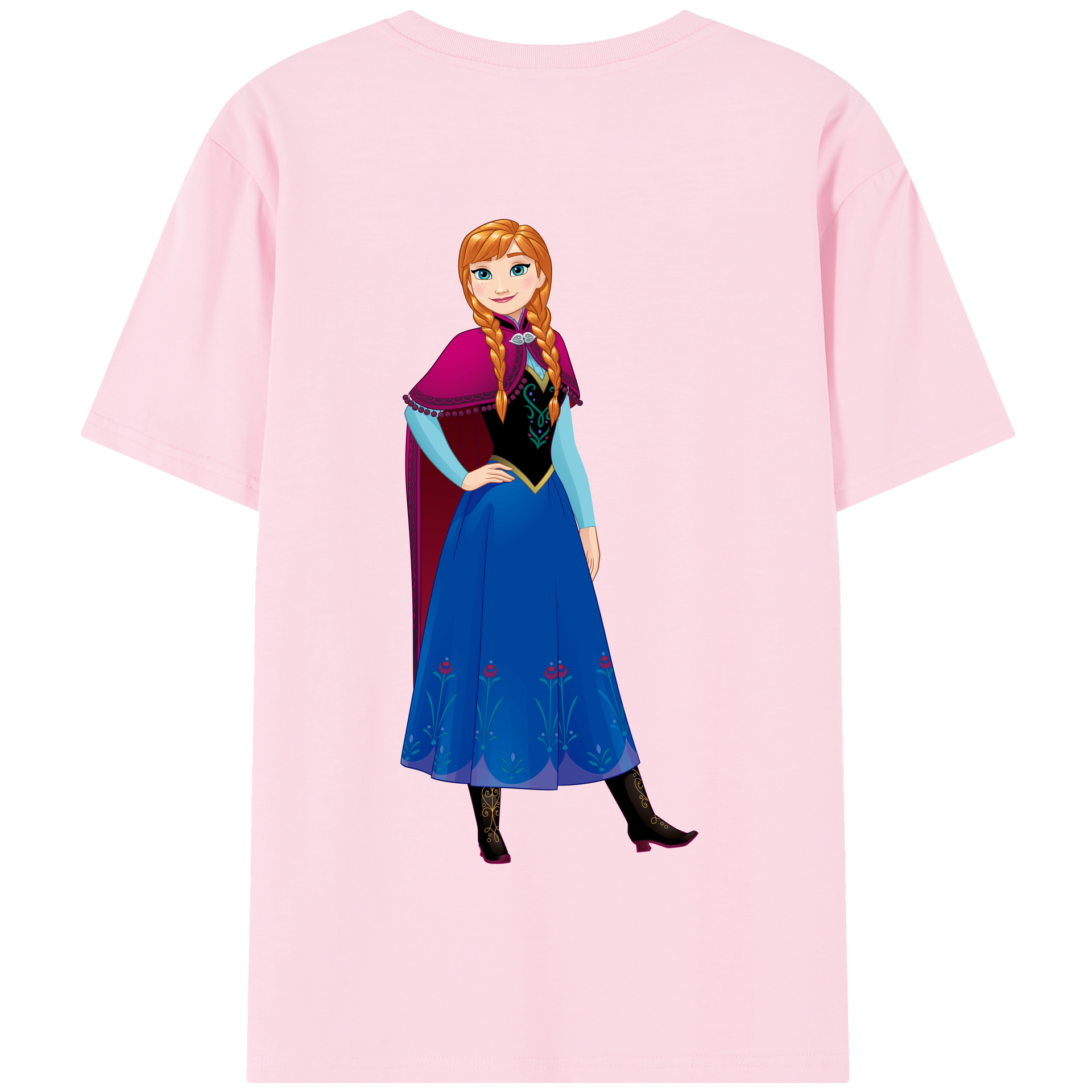 （画像用） アナと雪の女王 アンナ エルサ Frozen Anna Elsa 綿100％半袖Tシャツ（背面プリント）