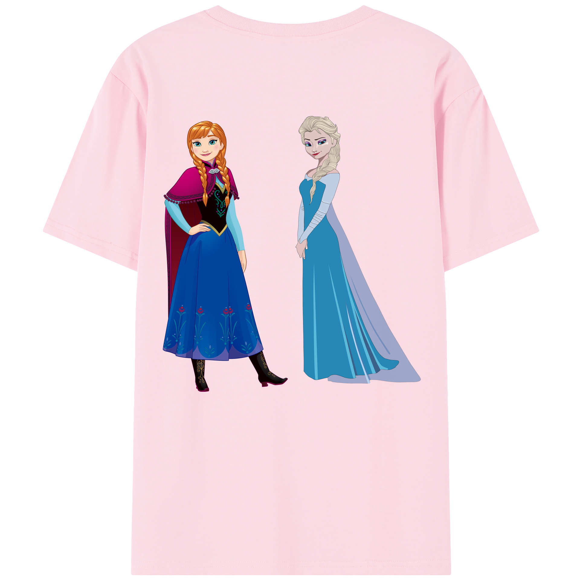 （画像用） アナと雪の女王 アンナ エルサ Frozen Anna Elsa 綿100％半袖Tシャツ（背面プリント）