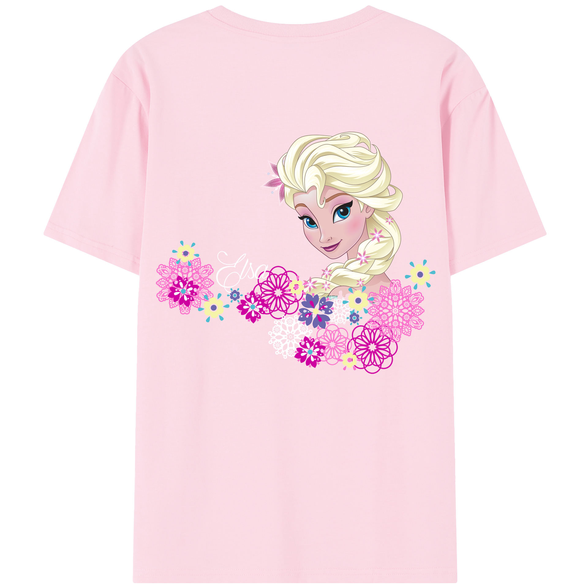 （画像用） アナと雪の女王 アンナ エルサ Frozen Anna Elsa 綿100％半袖Tシャツ（背面プリント）