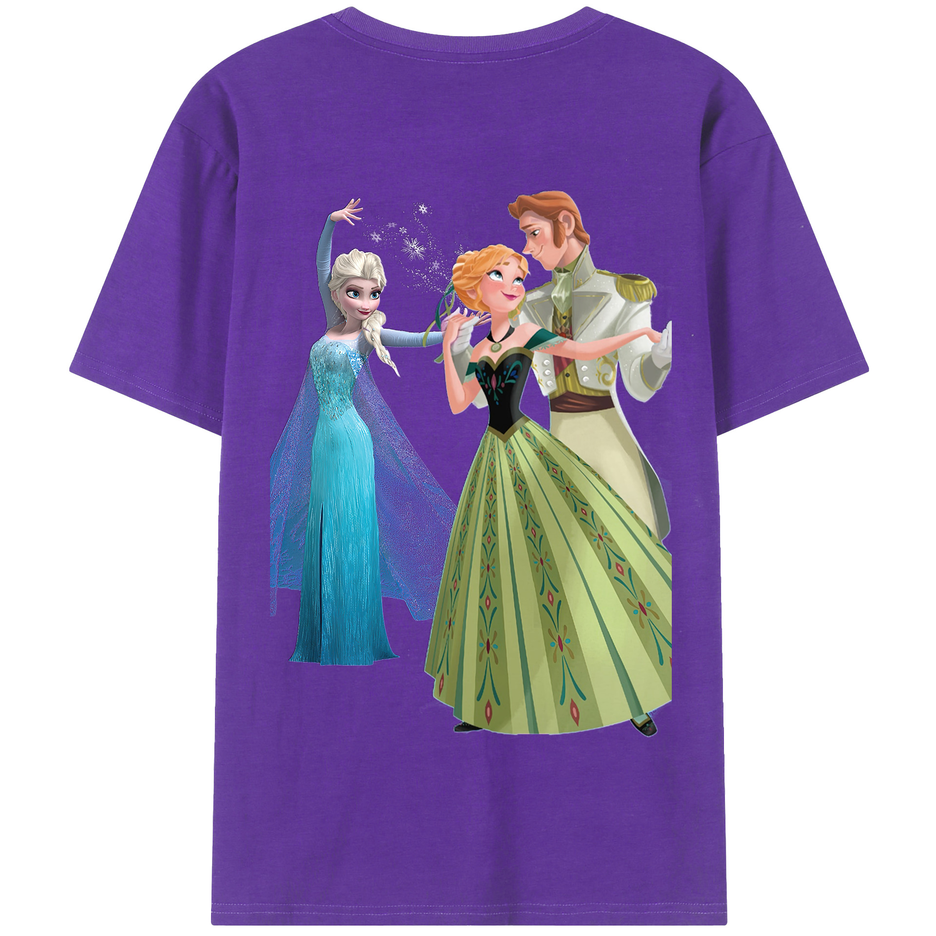 （画像用） アナと雪の女王 アンナ エルサ Frozen Anna Elsa 綿100％半袖Tシャツ（背面プリント）