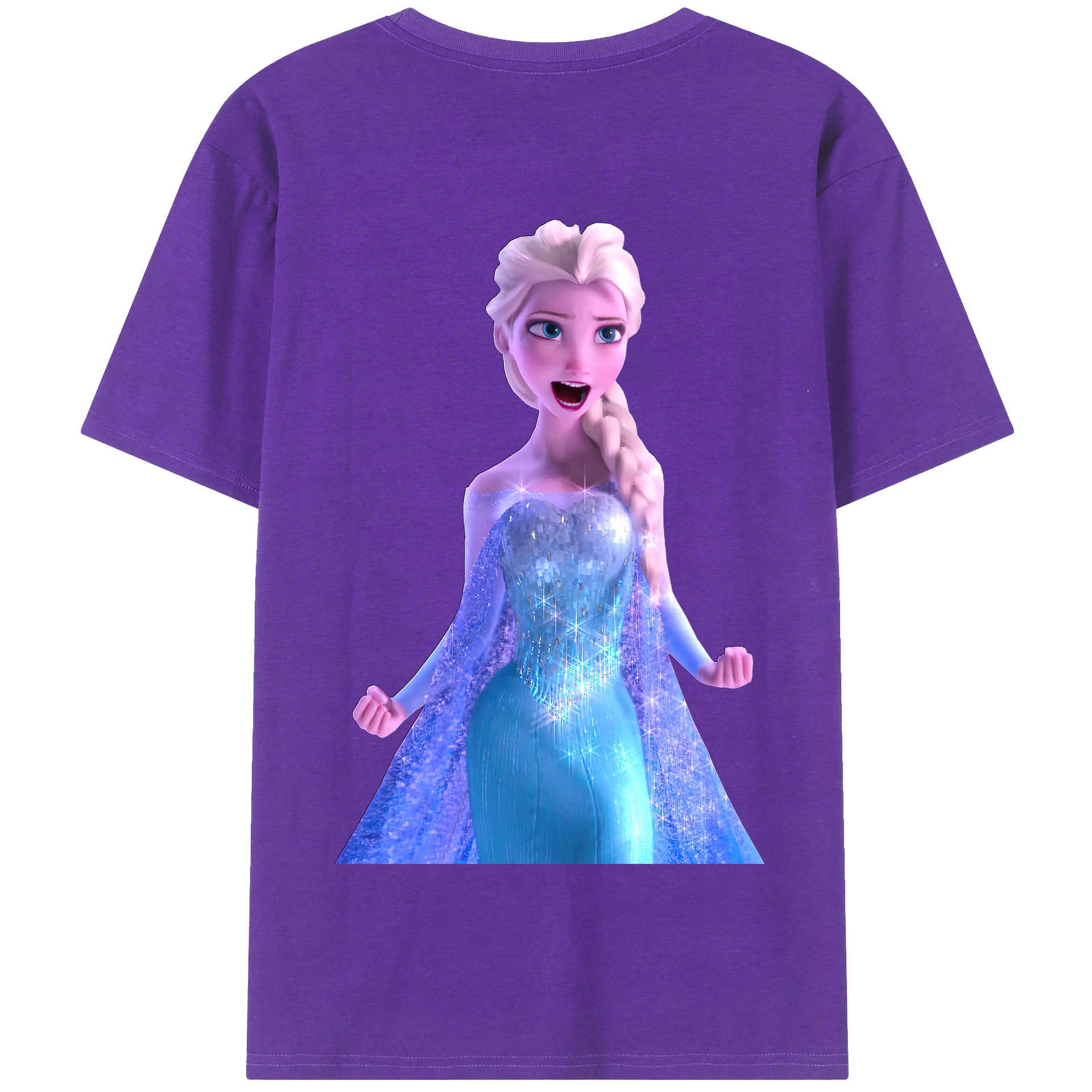 （画像用） アナと雪の女王 アンナ エルサ Frozen Anna Elsa 綿100％半袖Tシャツ（背面プリント）